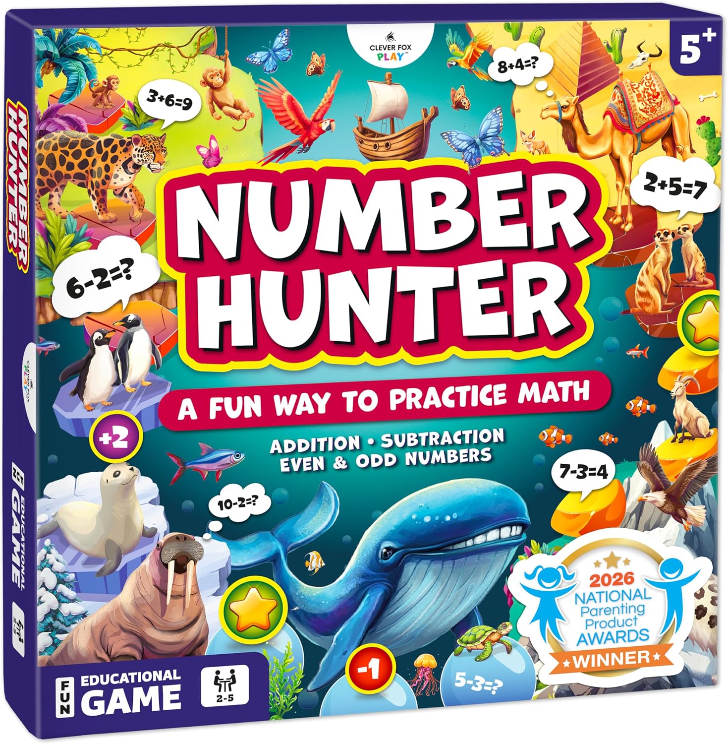 Number Hunter Math Board Game addition for ages 4-8 🎲