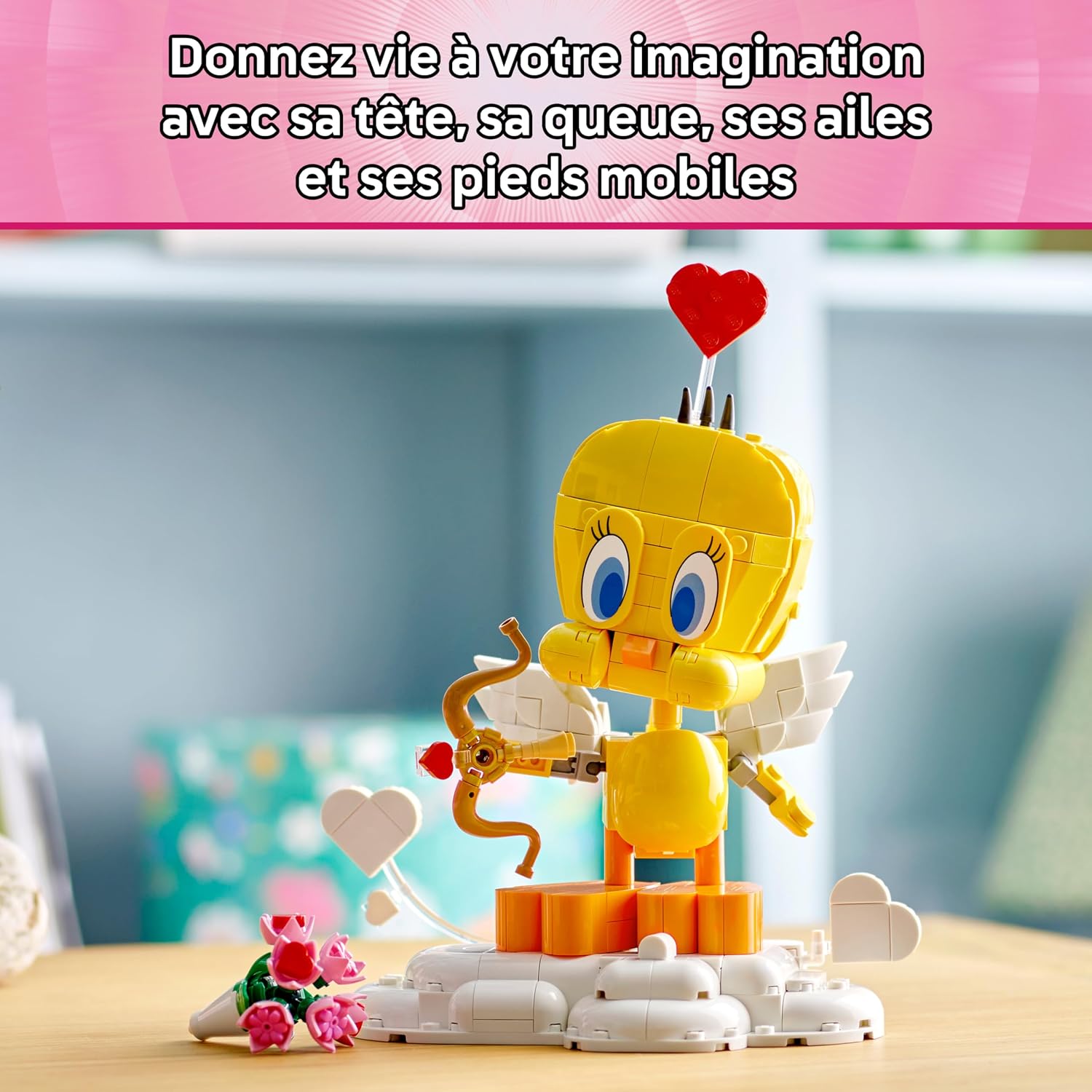 Detalle de LEGO Looney Tunes Titi Amoureux – Maquette décorative avec Canari et Cupidon