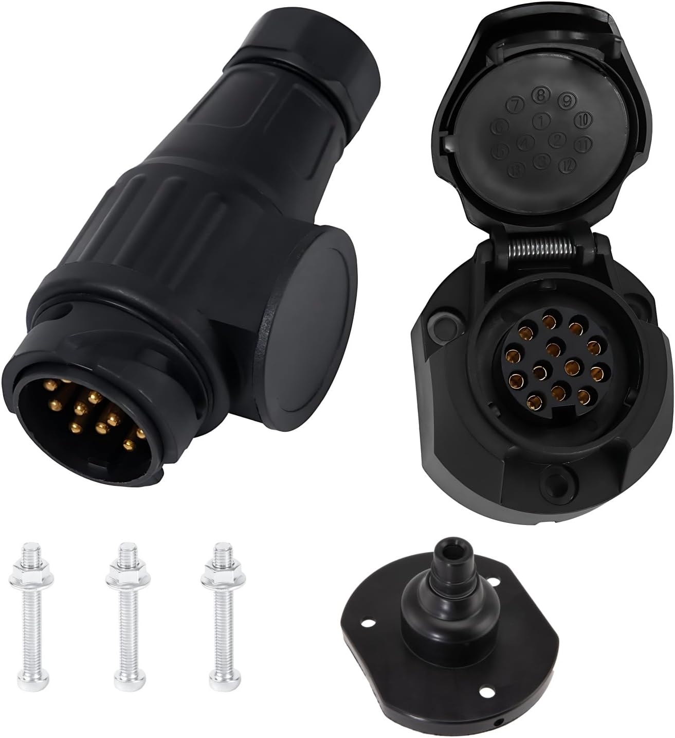 Thumbnail 5 de Woola Metal 7 Pin Trailer Plug and Socket — 12V European Standard, Aluminium Alloy with Copper Pins