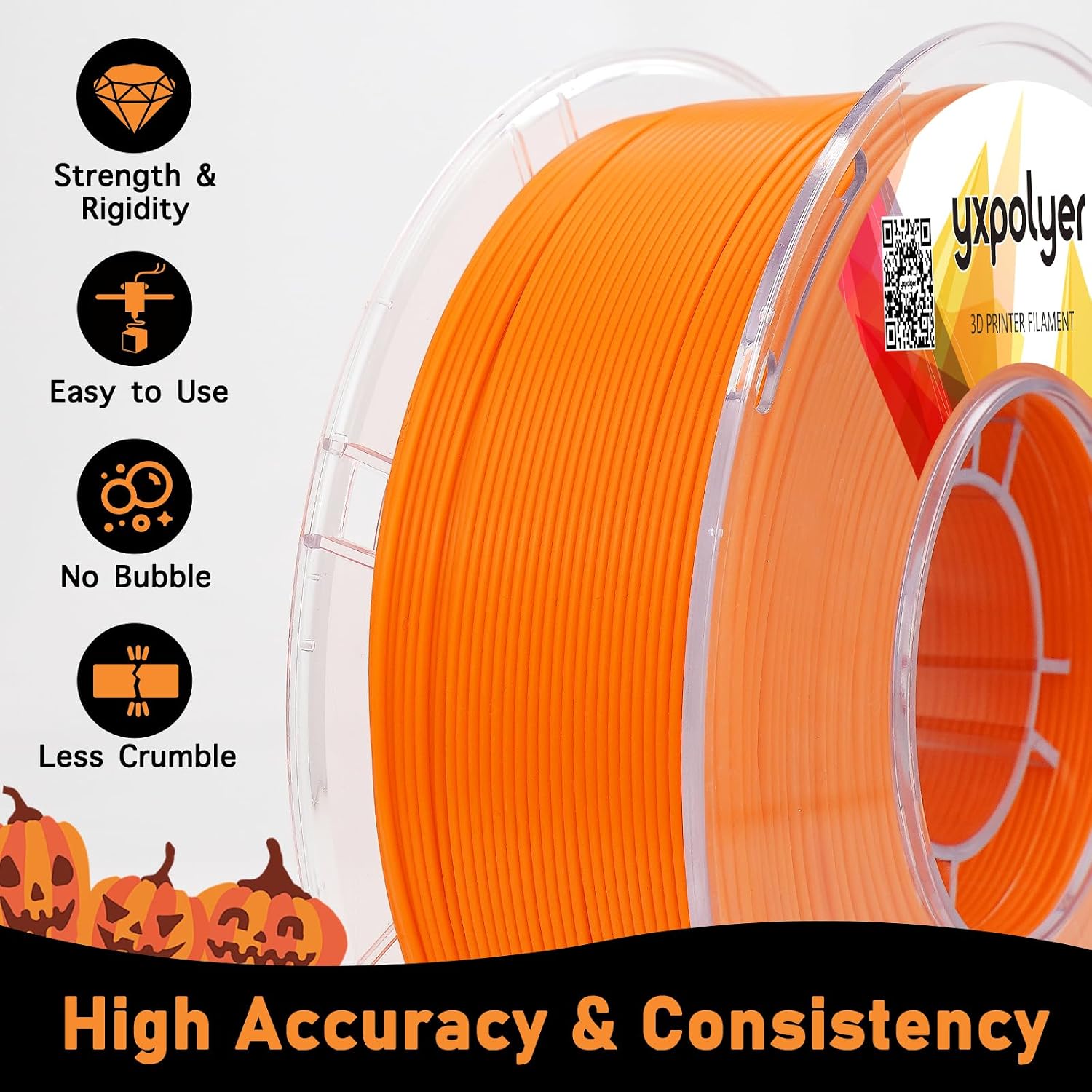 Detalle 2 de YXPOLYER PLA+ Orange 1.75 mm 3D Printer Filament, 1 kg, PC Spool