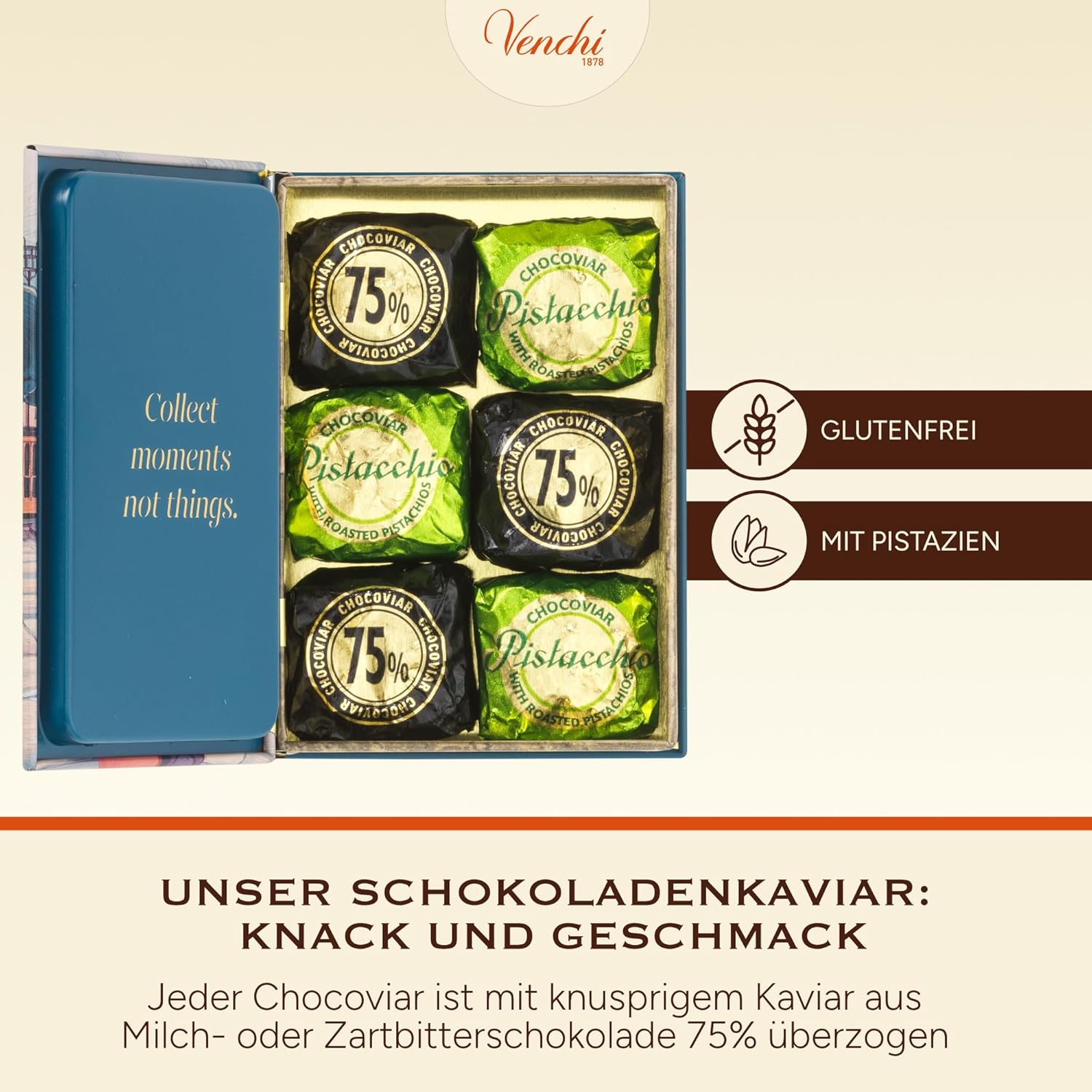 Thumbnail 3 de Venchi Mini-Buch in Metall-Dose „Mailand“ mit Chocoviar-Pralinen, 112 g (glutenfrei)