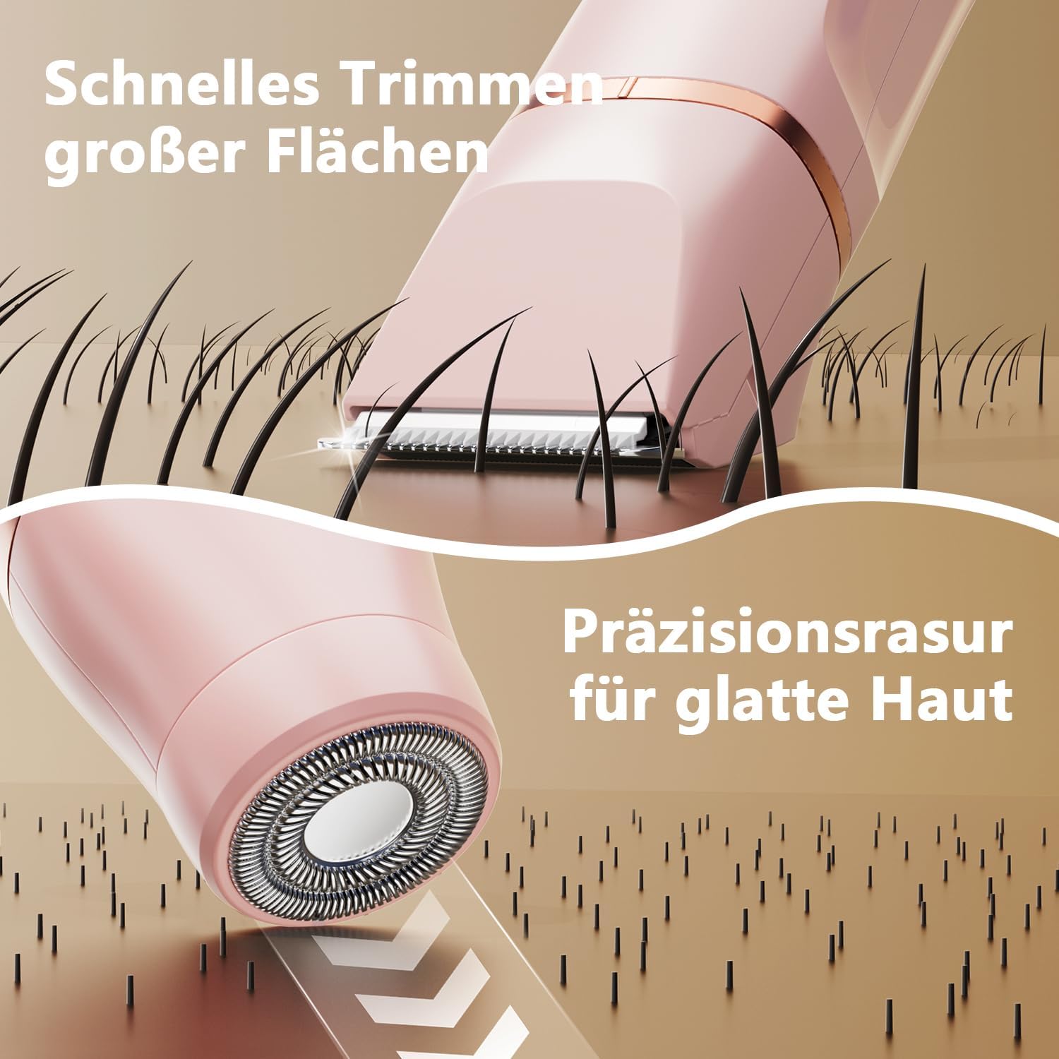 Detalle de Intimrasierer für Frauen – All-in-One 2-in-1 Damenrasierer mit Präzisions-Trimmer, wasserdicht und LED-Anzeige