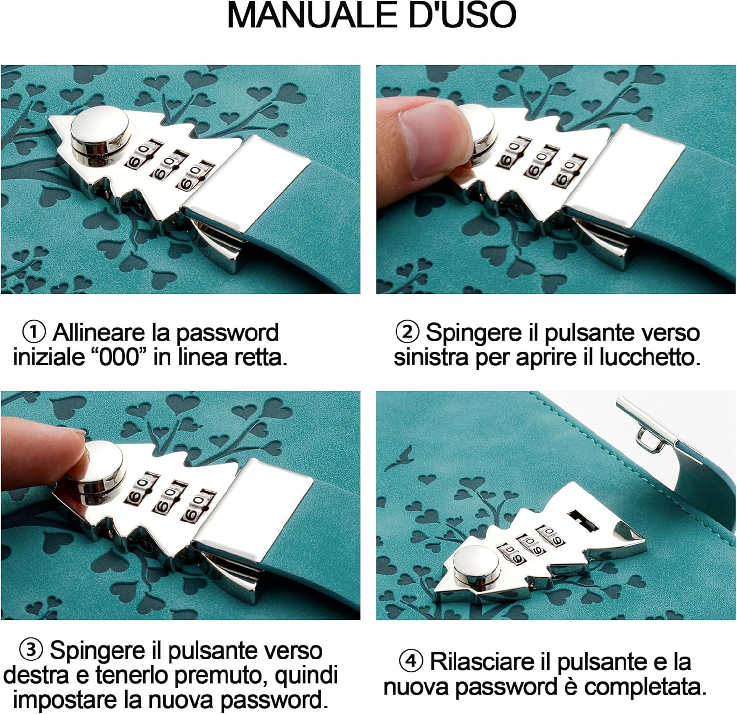 Detalle de HwxBen Diario Segreto A5 Ciano con Lucchetto – 240 Pagine, Blocco a Codice