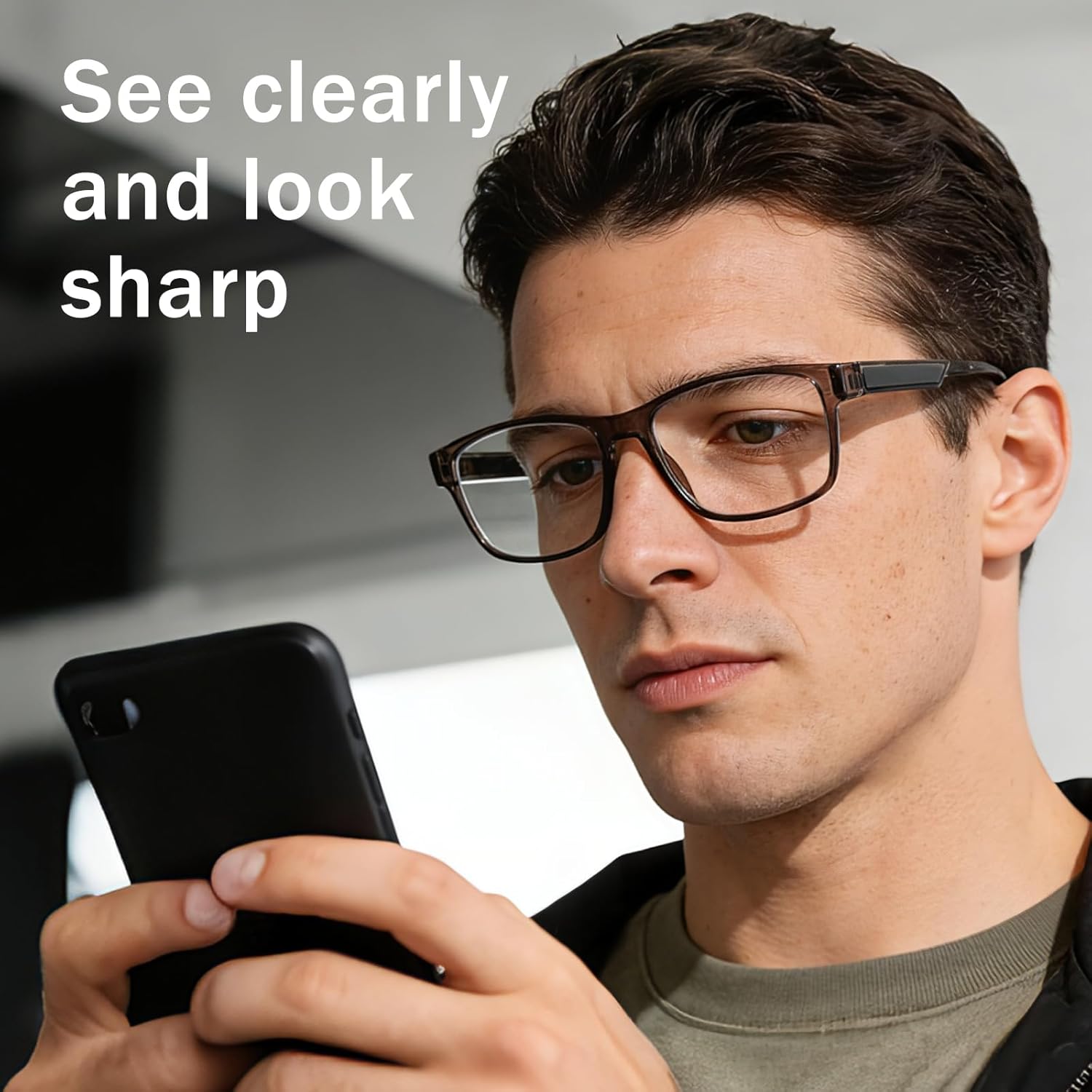Thumbnail 1 de Kerecsen 3 Pack Mens Reading Glasses with Spring Hinge – Blue Light Blocking Rectangular Glasses for Men