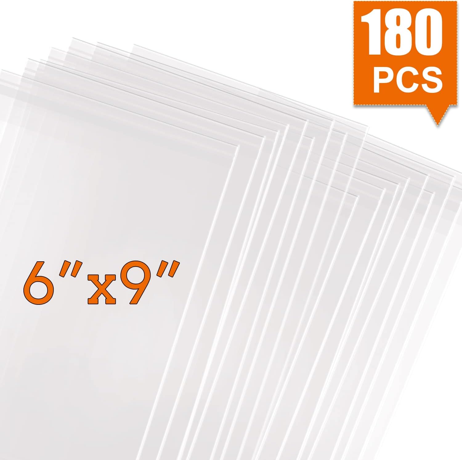 Detalle de Clear Adhesive Cellophane Bags (6x9) – 180-Pack for Bakery, Candles, Soap, Cookies