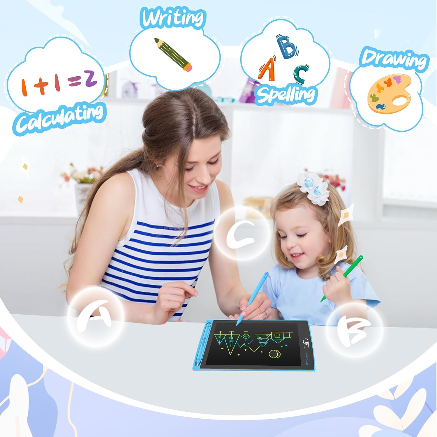 Detalle de LEYAOYAO 3 Pack 8.5 Inch LCD Writing Tablet for Kids – Colourful Doodle Pad with 3 Styluses