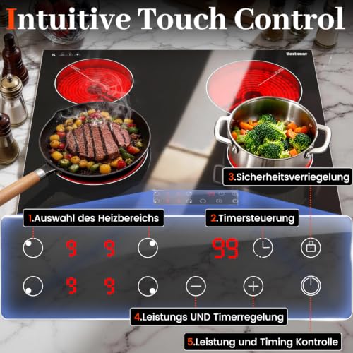 Thumbnail 3 de Karinear Electric Ceramic Hob 60cm: 4 Zone, Touch Control