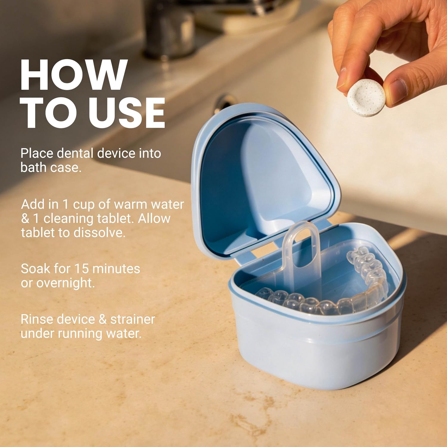 Thumbnail 6 de Denture Bath Case and Retainer Case by M3 — Portable, Spill-Free Cleaner Kit