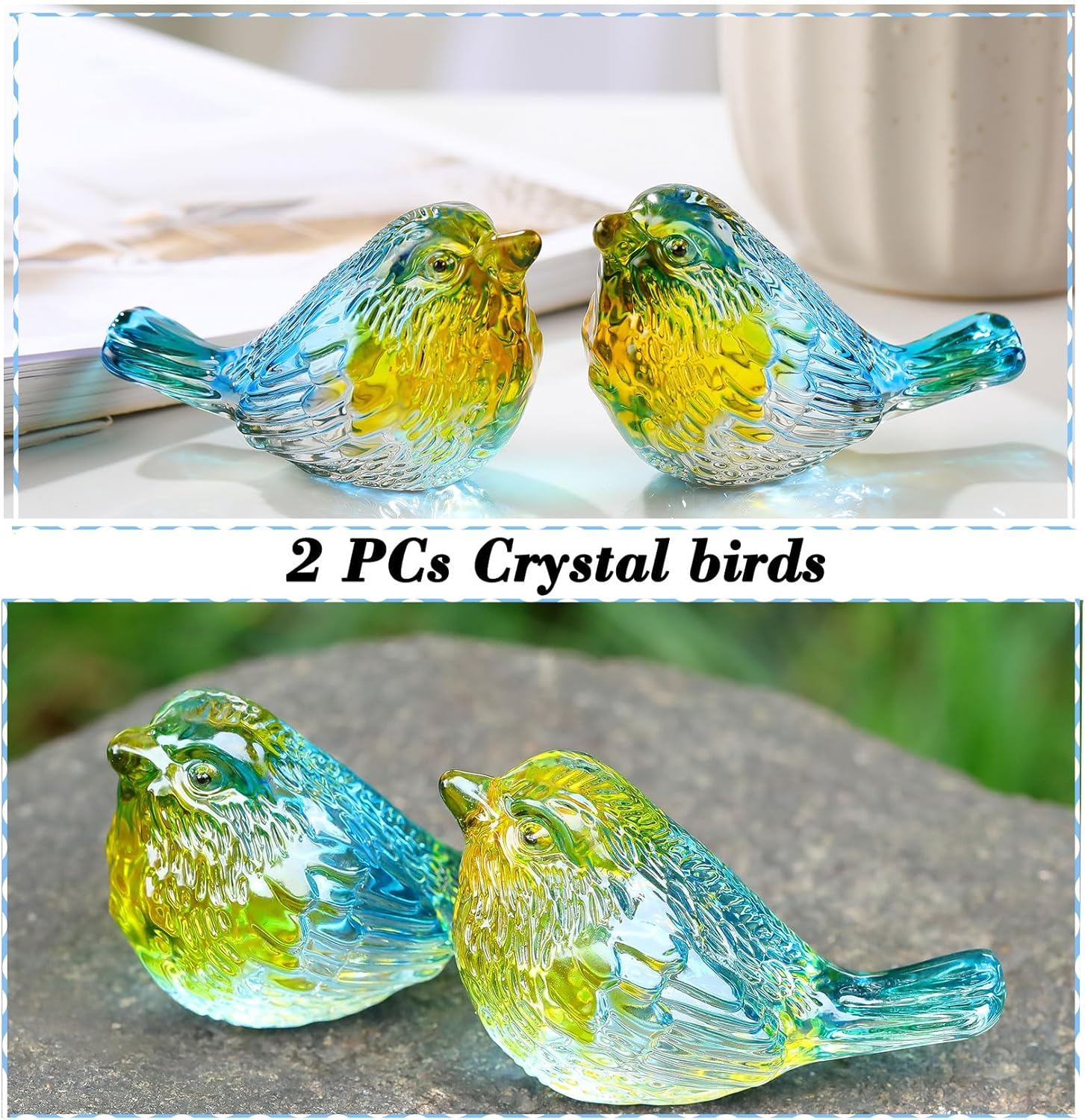 Thumbnail 4 de Arikyrist 2Pcs Crystal Blue and Yellow Birds Figurine – Elegant Glass Pair for Gift and Home