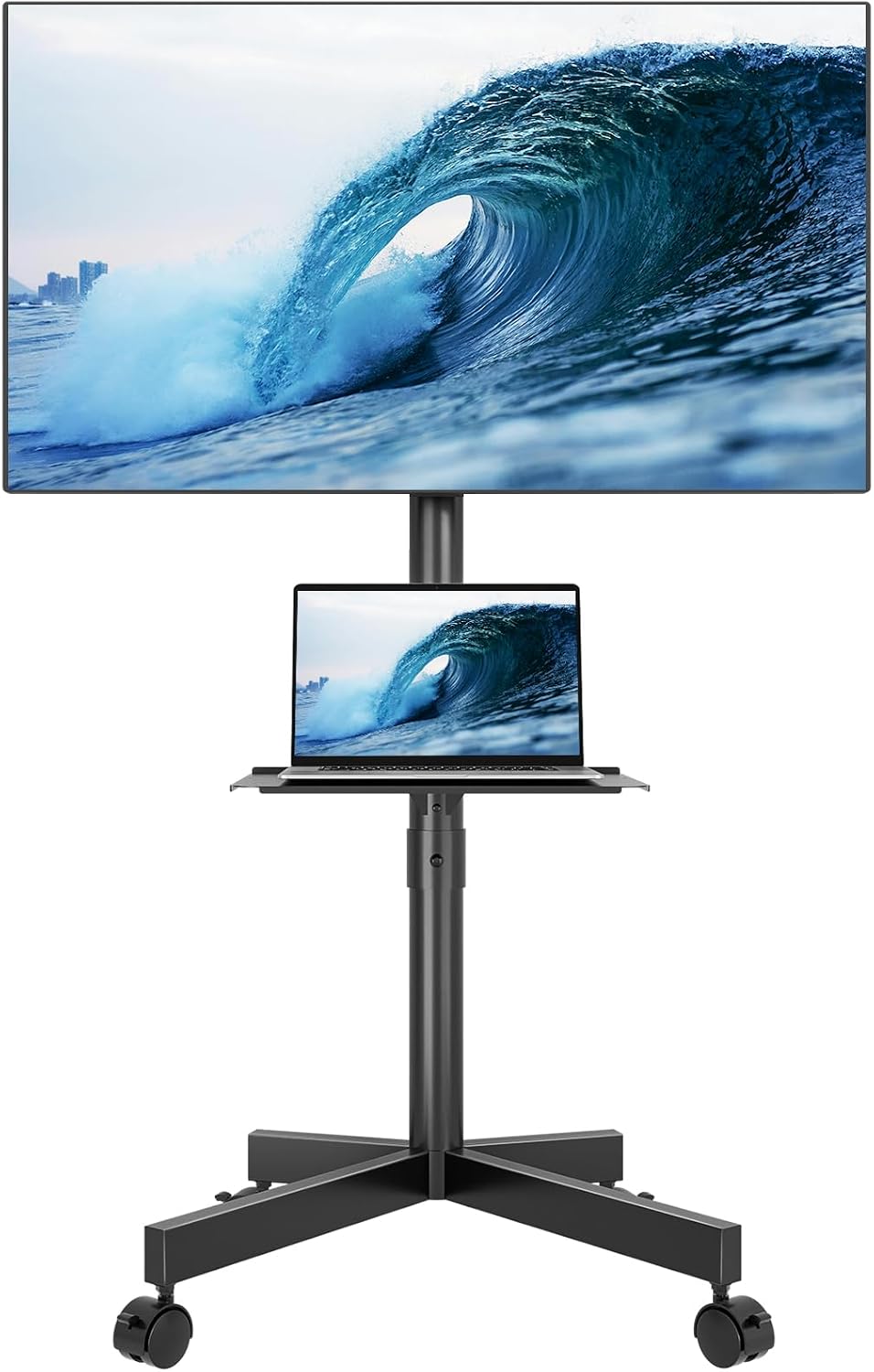 Detalle de BONTEC TC-003B-US-FBA Mobile TV Stand for 23–60-Inch TVs, Adjustable Height