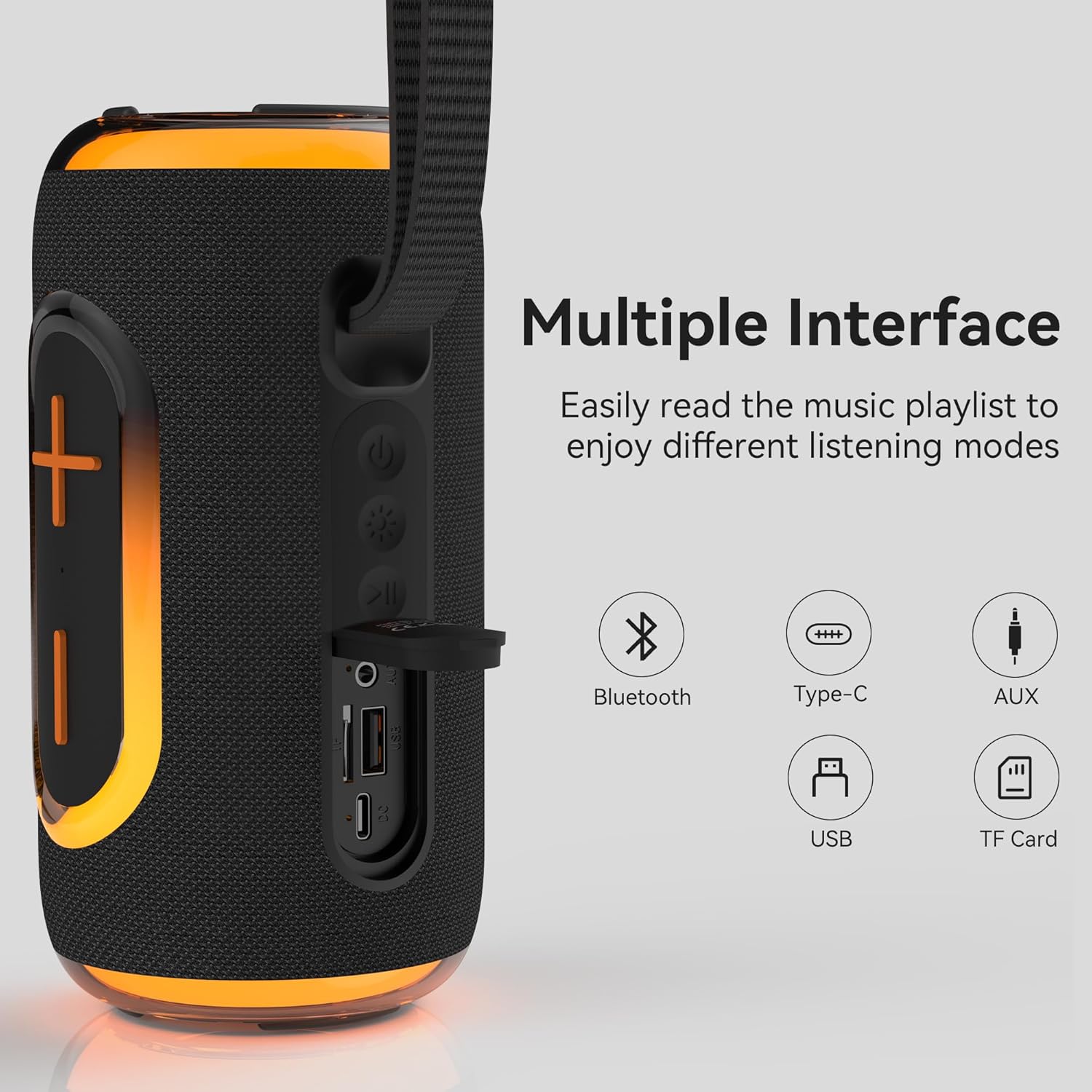 Thumbnail 5 de Oraolo 24W Bluetooth Speaker Portable with RGB Lights and TWS Pairing (Black)