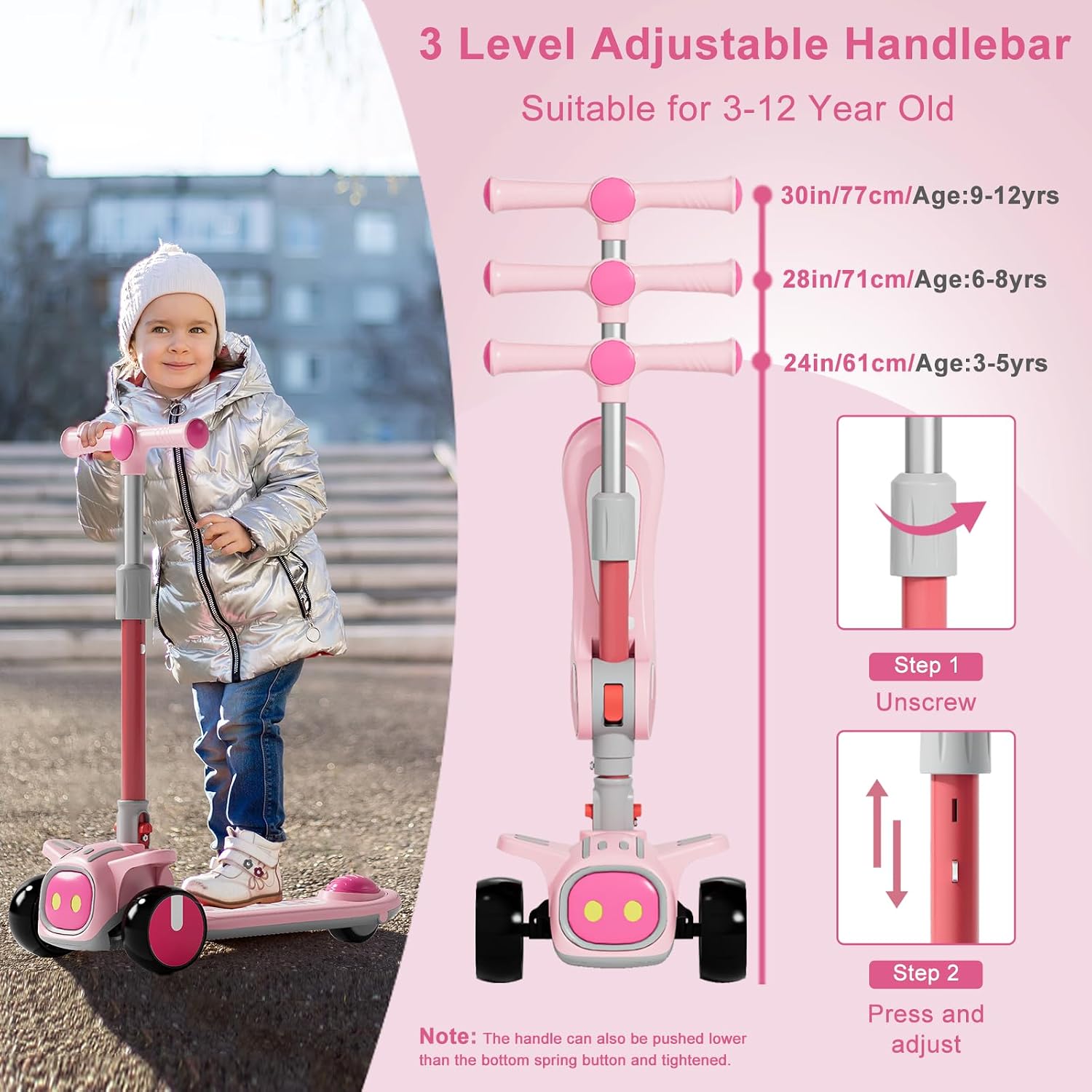 Detalle de Unbreakable 2-in-1 Kids Scooter Ages 3-8 ๐ด