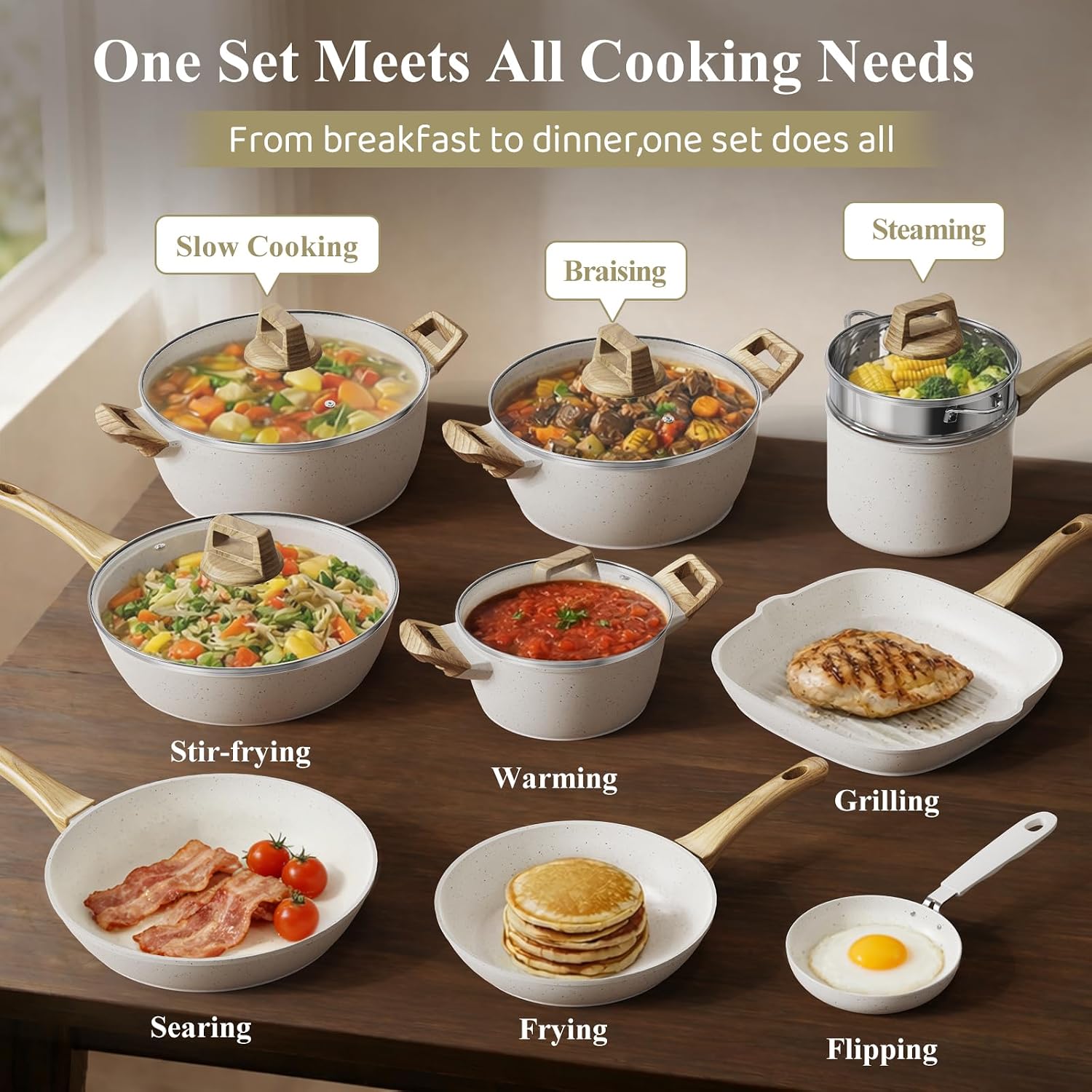 Thumbnail 3 de Bazova 25-Piece Nonstick Titanium-Reinforced Ceramic Cookware Set