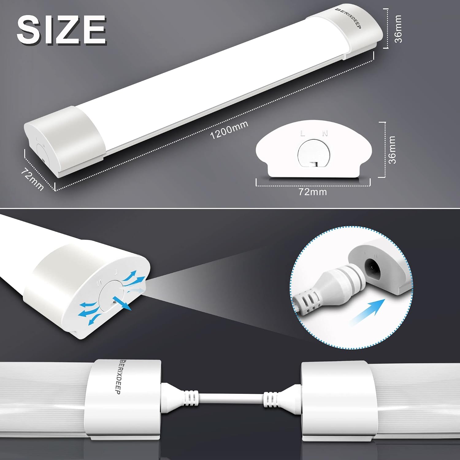 Thumbnail 1 de BERIXDEEP LED batten light 4FT 36W