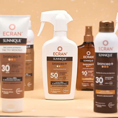 Detalle de Ecran Leche Protectora Solar Broncea+ SPF 50 en Spray (270 ml) – Protección alta con Bronceado natural y tecnología PureBronze