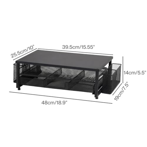 Thumbnail 6 de Levede Black Metal Monitor Riser with Three-Section Drawer and Pen Holders