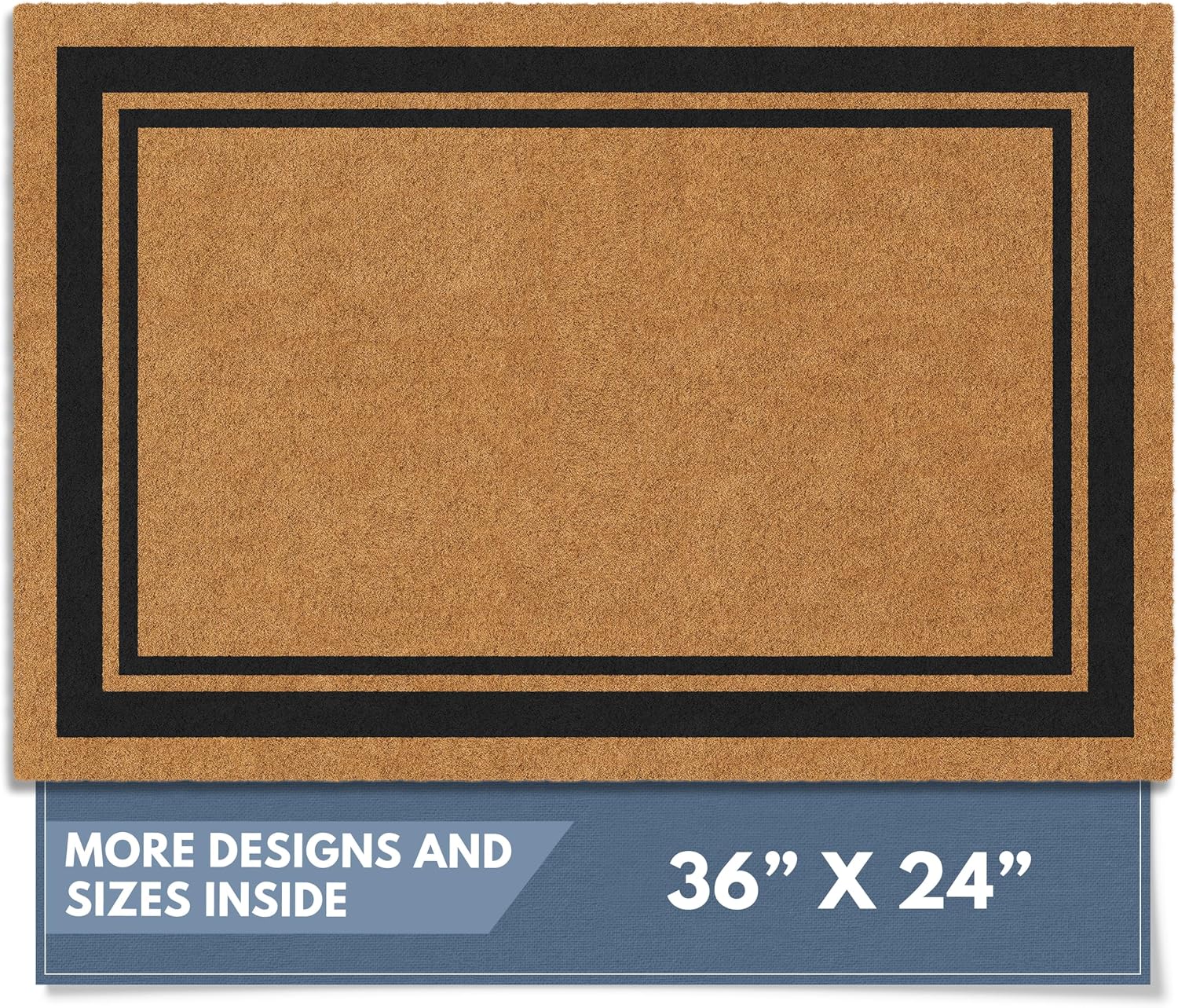 Detalle de Barnyard Designs Border Rectangle Coir Doormat, 24 x 36 in, Non-Slip