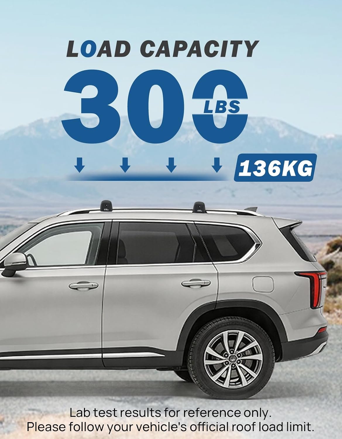 Detalle de JOYTUTUS 300lbs Lockable Roof Rack Cross Bars for Hyundai Santa Fe (2024–2026) with Raised Rails