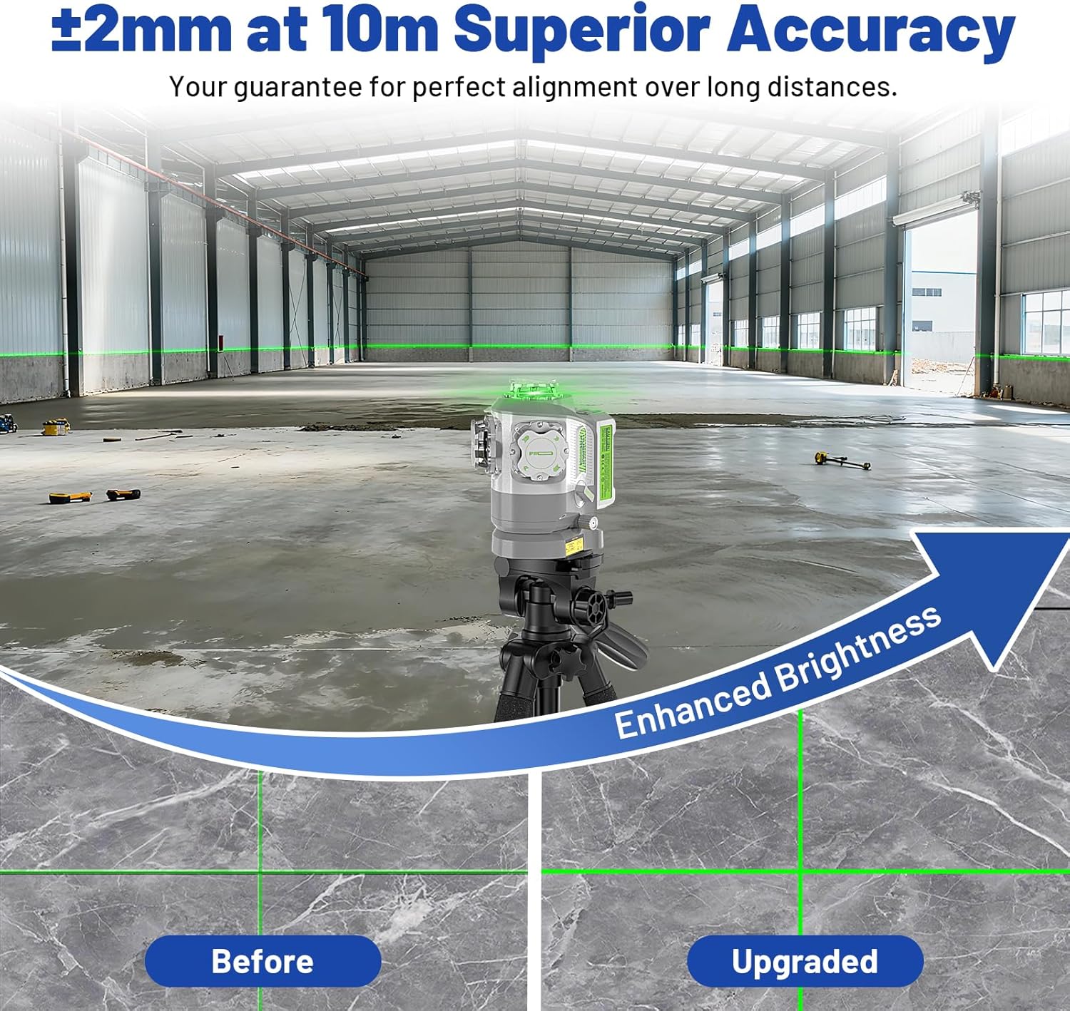 Thumbnail 3 de Huepar Pro Niveau laser vert 360 autonivelant avec base pivotante ±2 mm (GS03CG)