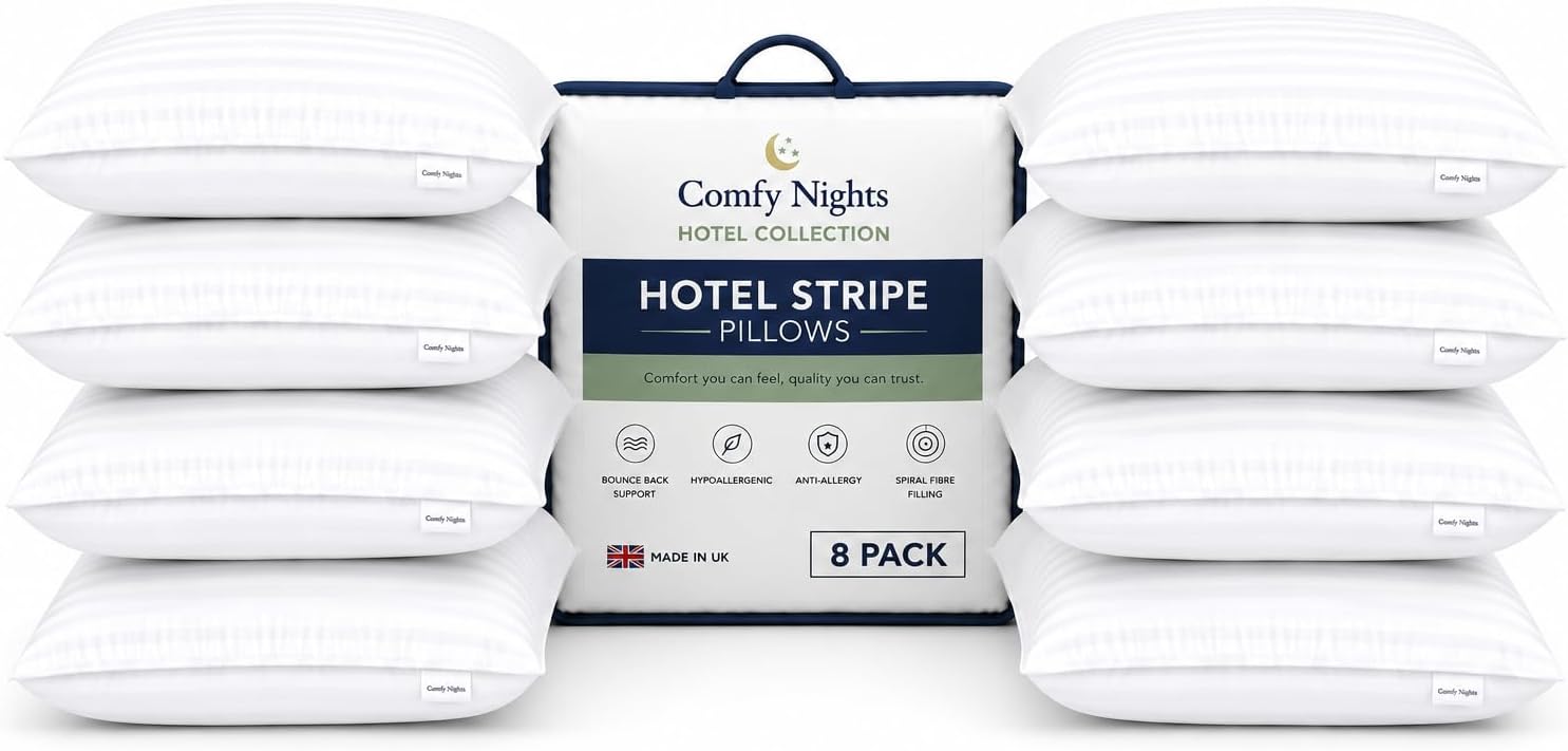 Detalle de Comfy Nights Pillow 4 Pack – Hotel Quality, Hypoallergenic Hollow Fibre Pillows