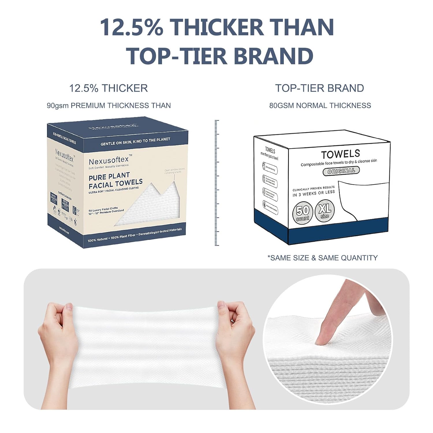 Thumbnail 2 de Nexusoftex NOTO-001 Disposable Face Towels, 10" x 12", 90 GSM Plant-Based