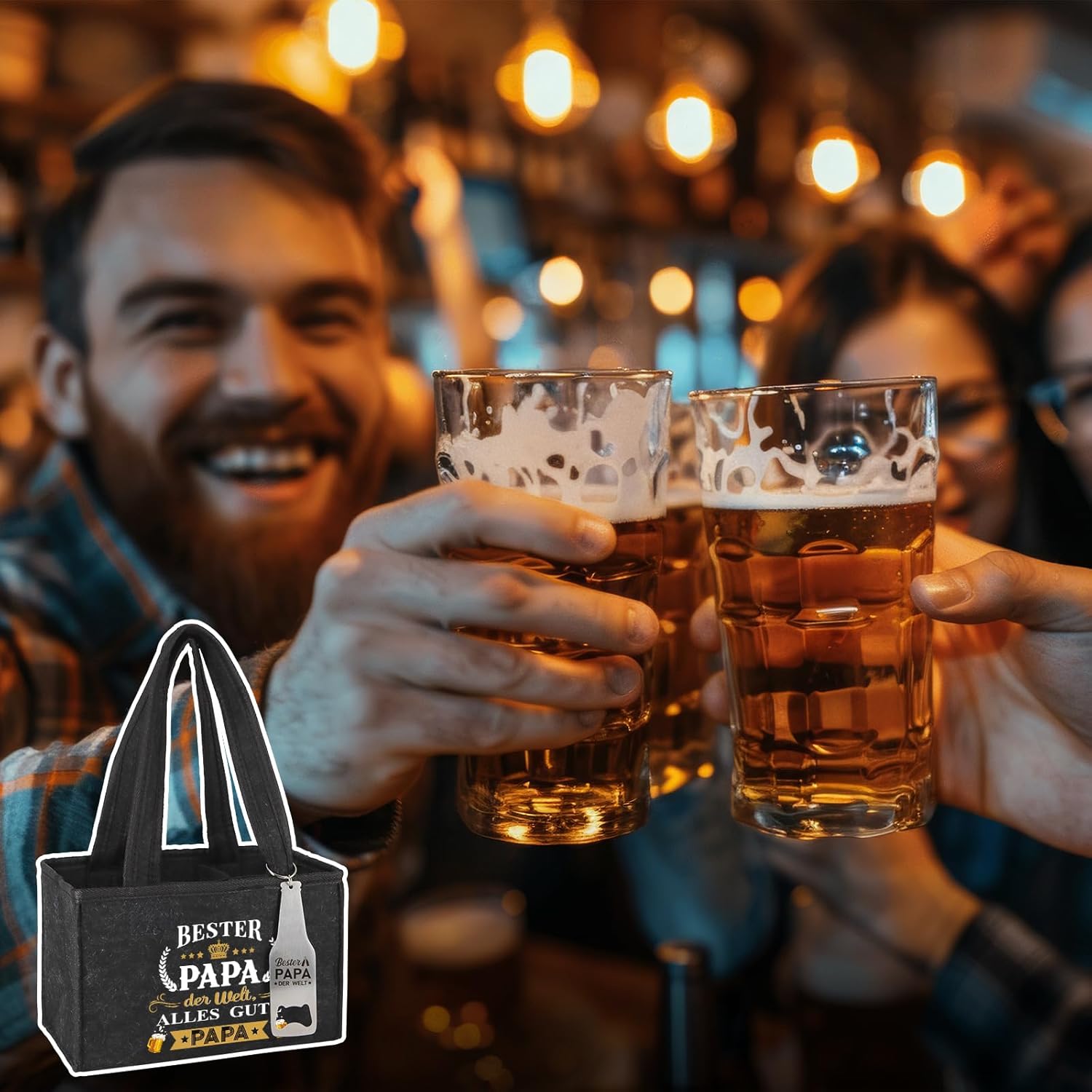 Thumbnail 6 de WenmthG Geschenk-Set: Bierträger-Masche für Papa – 6 Flaschen, Flaschenöffner, Grußkarte und Untersetzer
