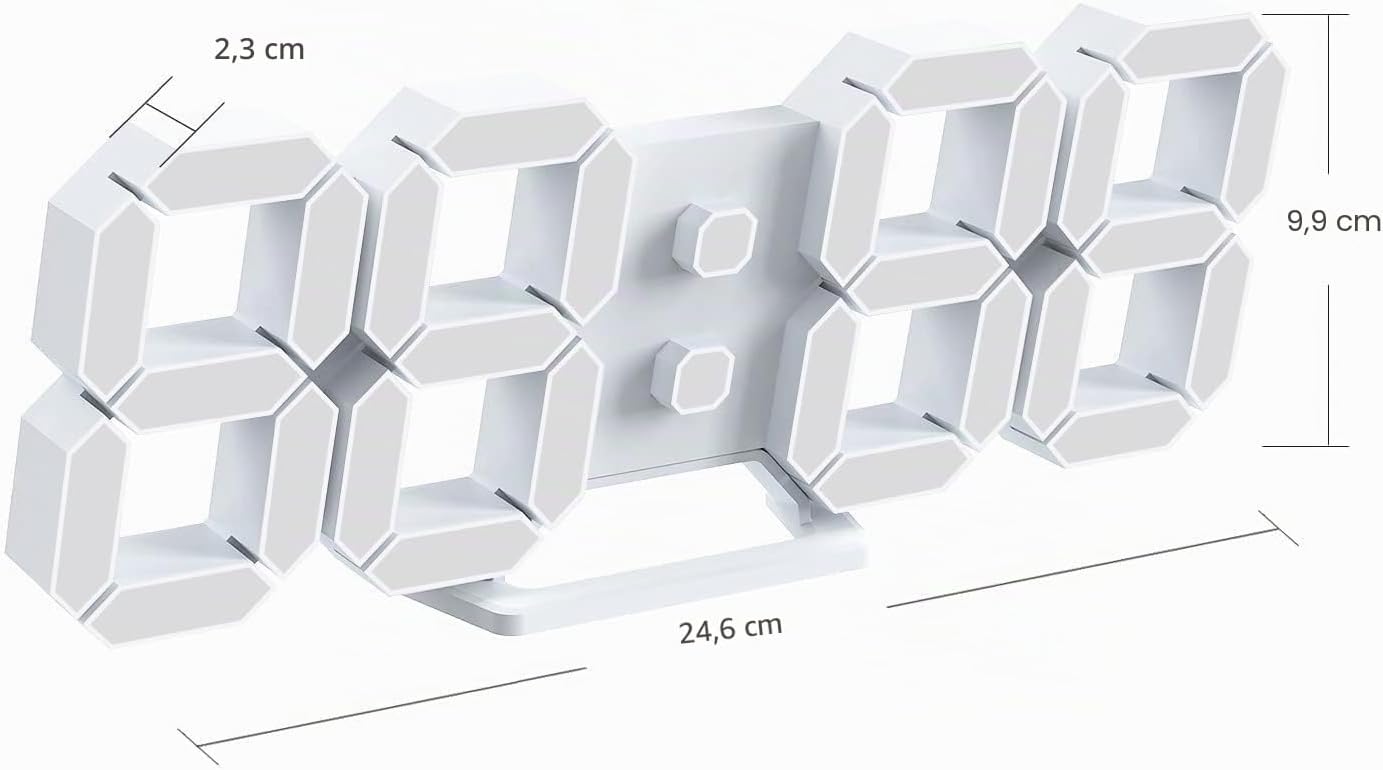 Thumbnail 6 de Deeyaple LED Wanduhr Digital Wecker 3D – dimmbar, Snooze, Fernbedienung, 25 cm