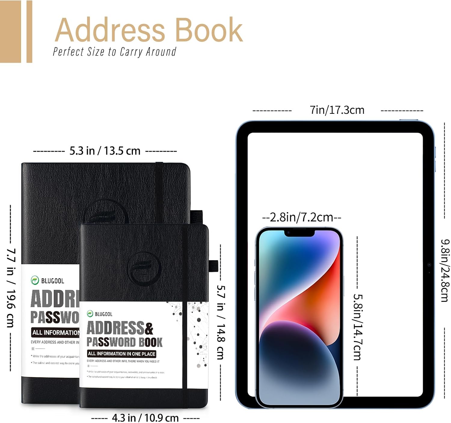 Detalle 2 de Blugool Address Book AKN, Hardcover Address Organizer with A–Z Tabs