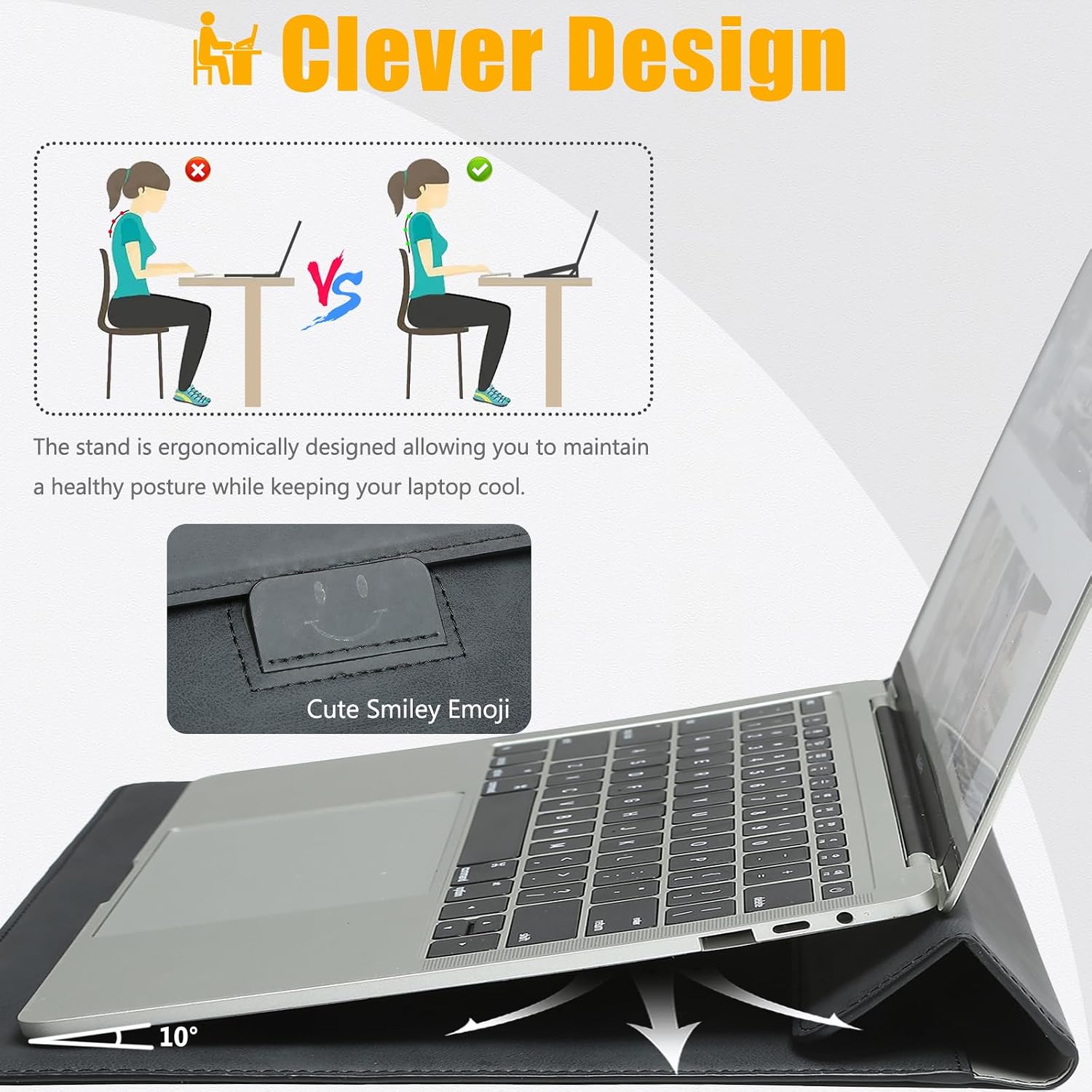 Detalle de Laptop case sleeve with stand, 15 inch