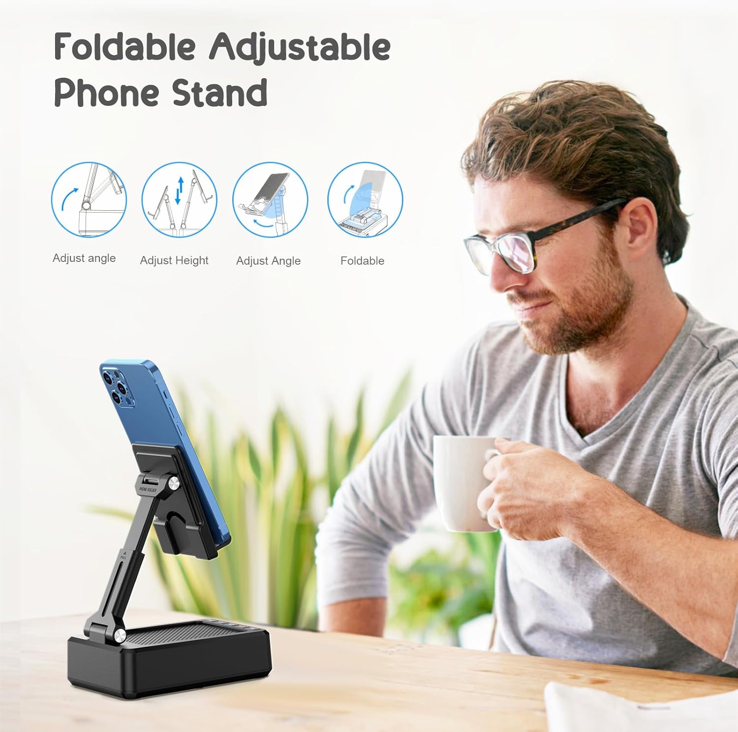 Thumbnail 3 de TechGlow Foldable Cellphone Stand with Bluetooth Speaker and Charging Power Bank