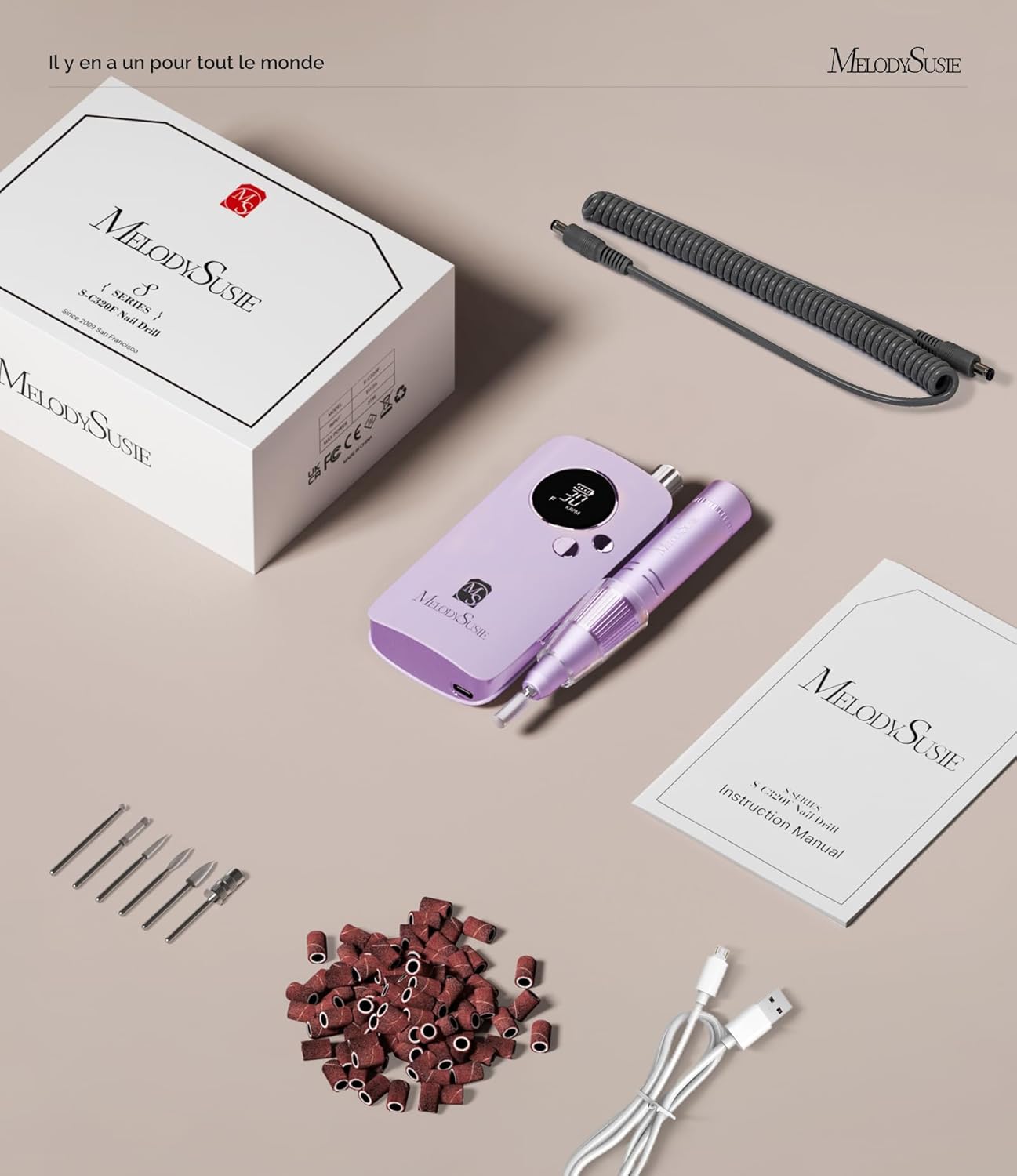 Thumbnail 5 de MelodySusie SC320F ponceuse électrique pour ongles sans fil 30 000 tr/min, rechargeable, avec 6 embouts