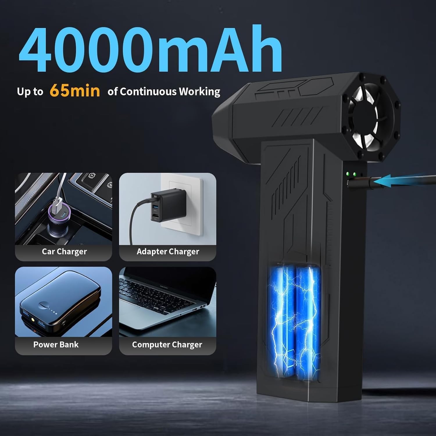 Detalle de Compressed Air Duster Cleaner 110000 RPM Cordless