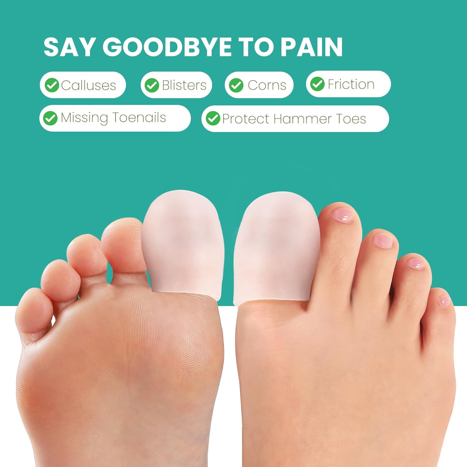 Detalle de Welnove Gel Toe Cap and Protector – Infused Silicone Toe Covers (8L, Clear)