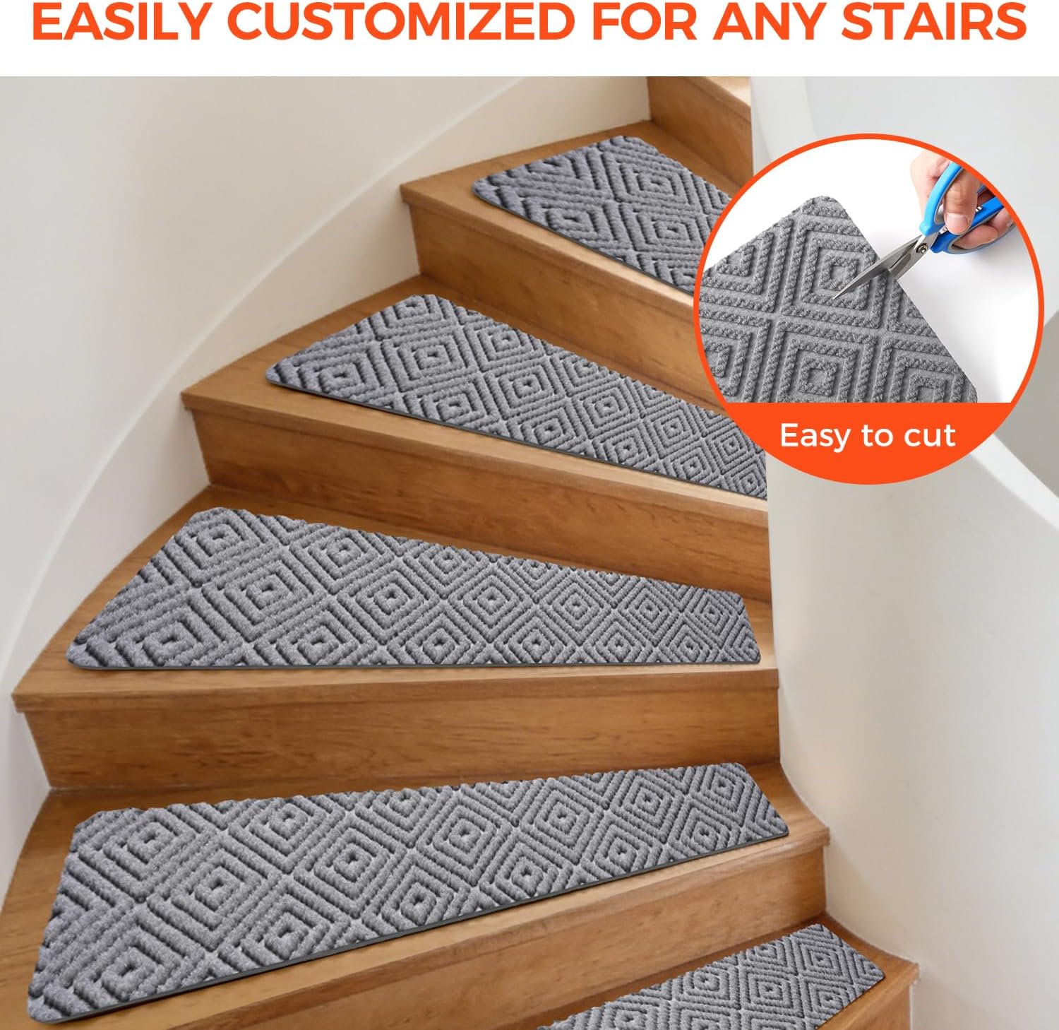 Thumbnail 6 de BAGAIL BASICS 15-Pack Non-Slip Stair Treads, 8" x 30", Light Gray