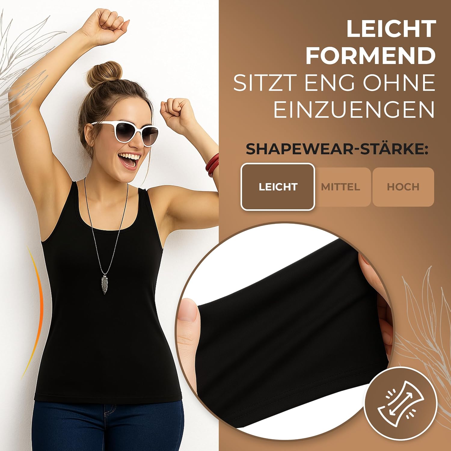 Thumbnail 4 de UnsichtBra 3er-Pack Shape Longshirt für Damen – Basic Mikrofaser-Unterhemden ohne Bügel (Weiß/Schwarz/Beige)
