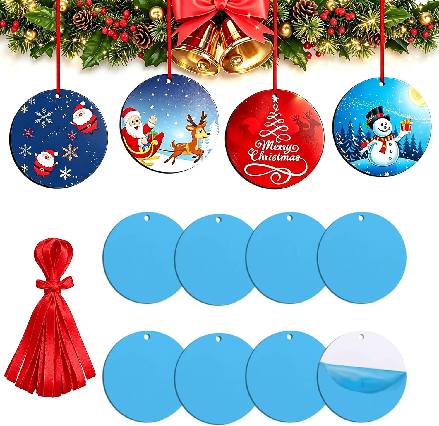 Detalle de HTVRONT SG-RSHYP-0002-US Sublimation Ornament Blanks, Double-Sided MDF