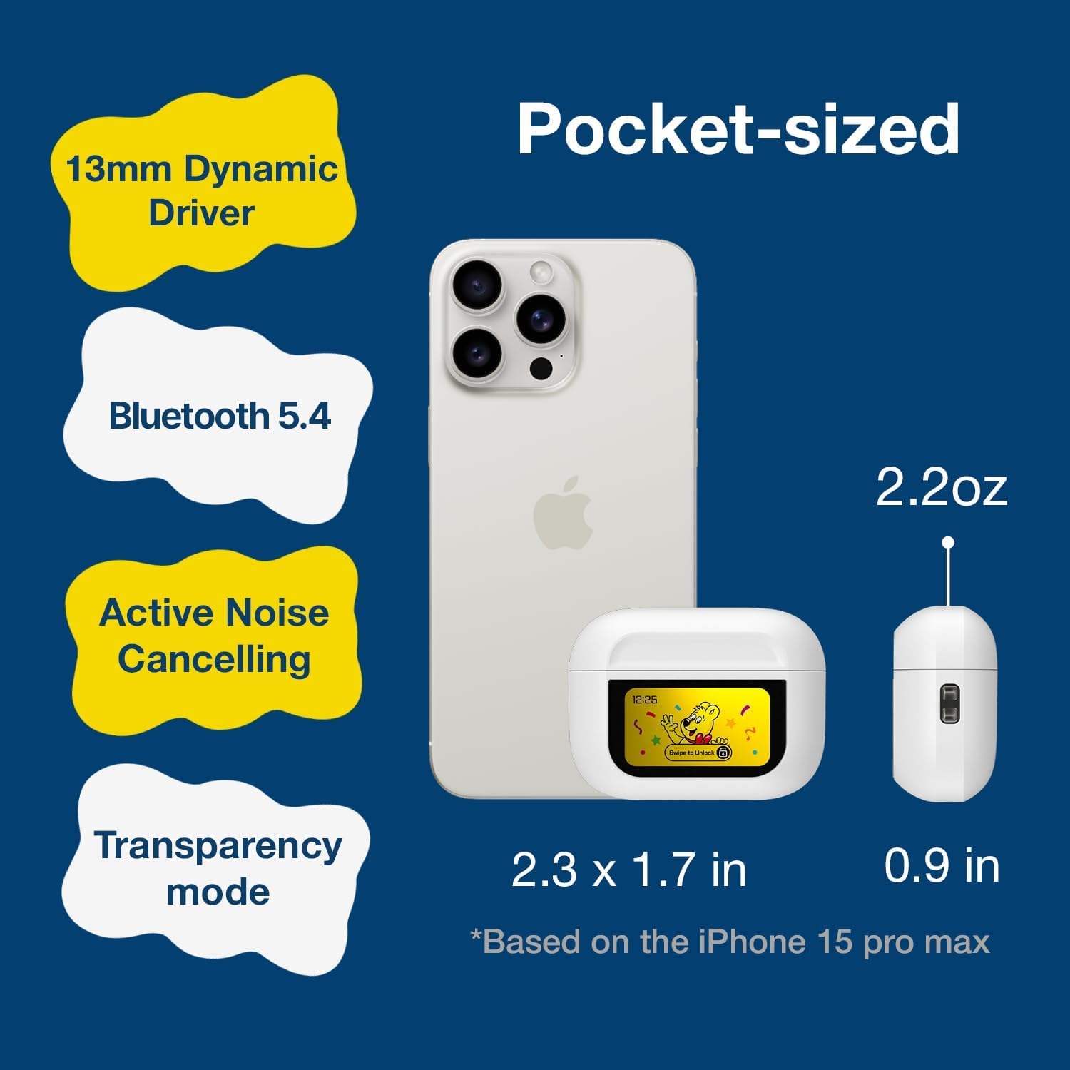 Thumbnail 5 de HARIBO Bluetooth Kopfhörer In-Ear mit LCD-Touchcase – Gelb (Gummy Bear Style)