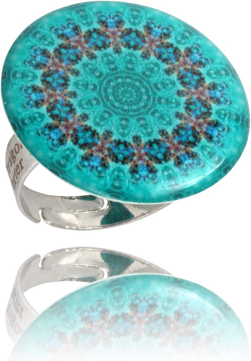 Thumbnail 5 de Anillo Boho Mandala Ajustable 3 cm Coral Rojo