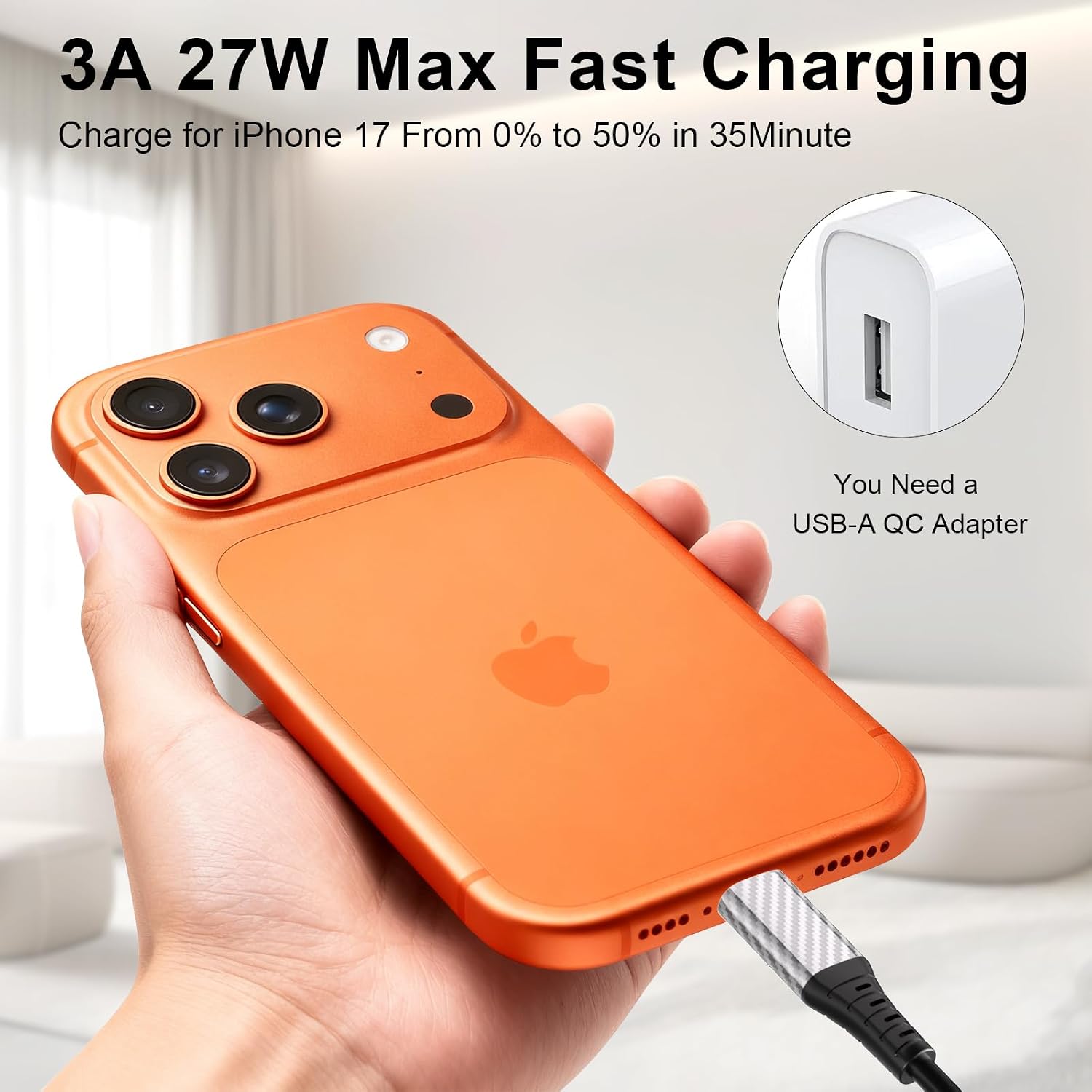 Detalle 2 de USB C Cable 9m fast charge 27W