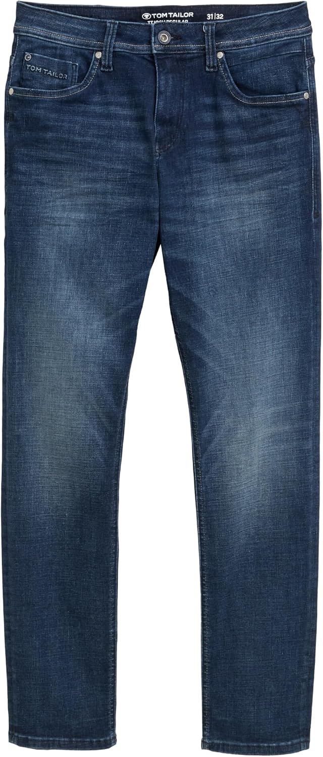 Detalle de TOM TAILOR 1044971 Jeans Josh Regular Slim da uomo a 5 tasche con elasticità e tecnologia Coolmax