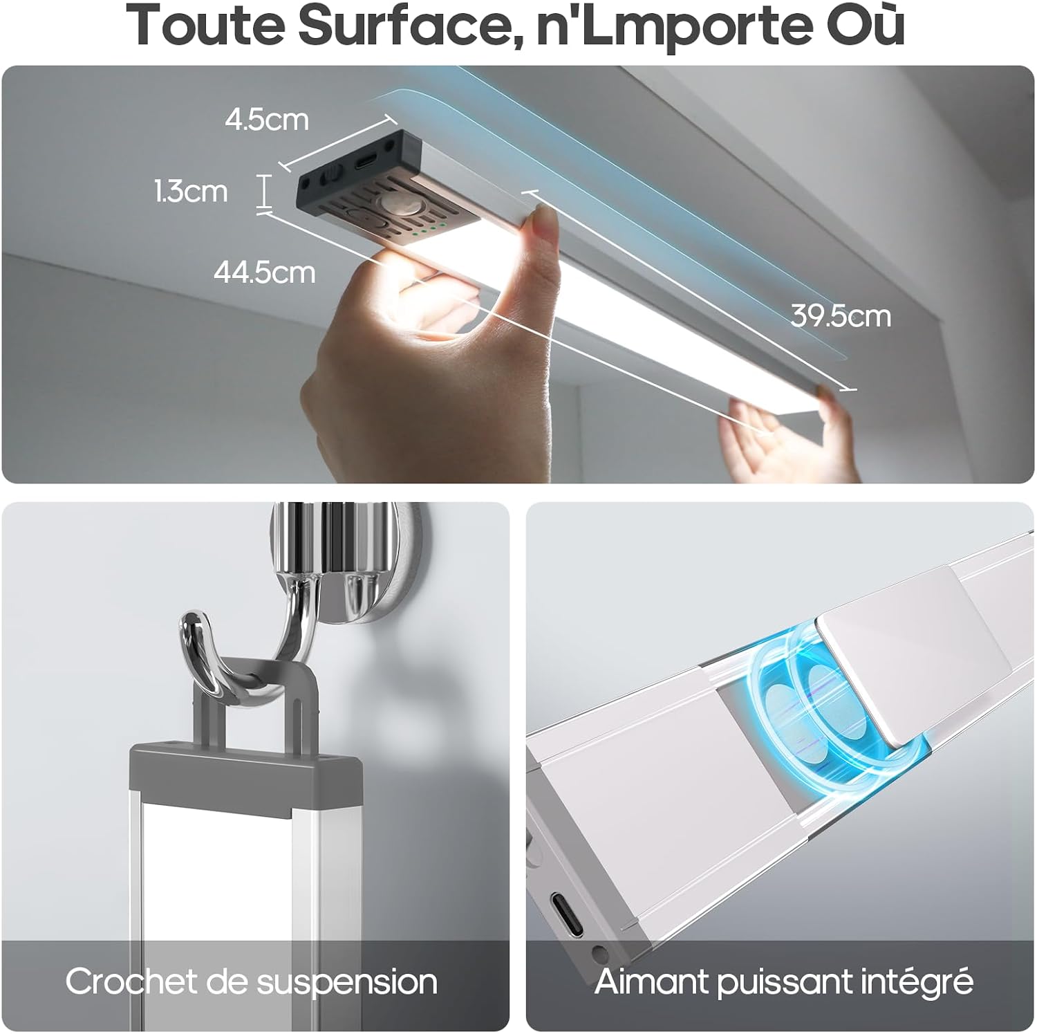 Detalle 2 de GOODEA led-onderkastverlichting, 44,5 cm, 4 stuks met bewegingssensor