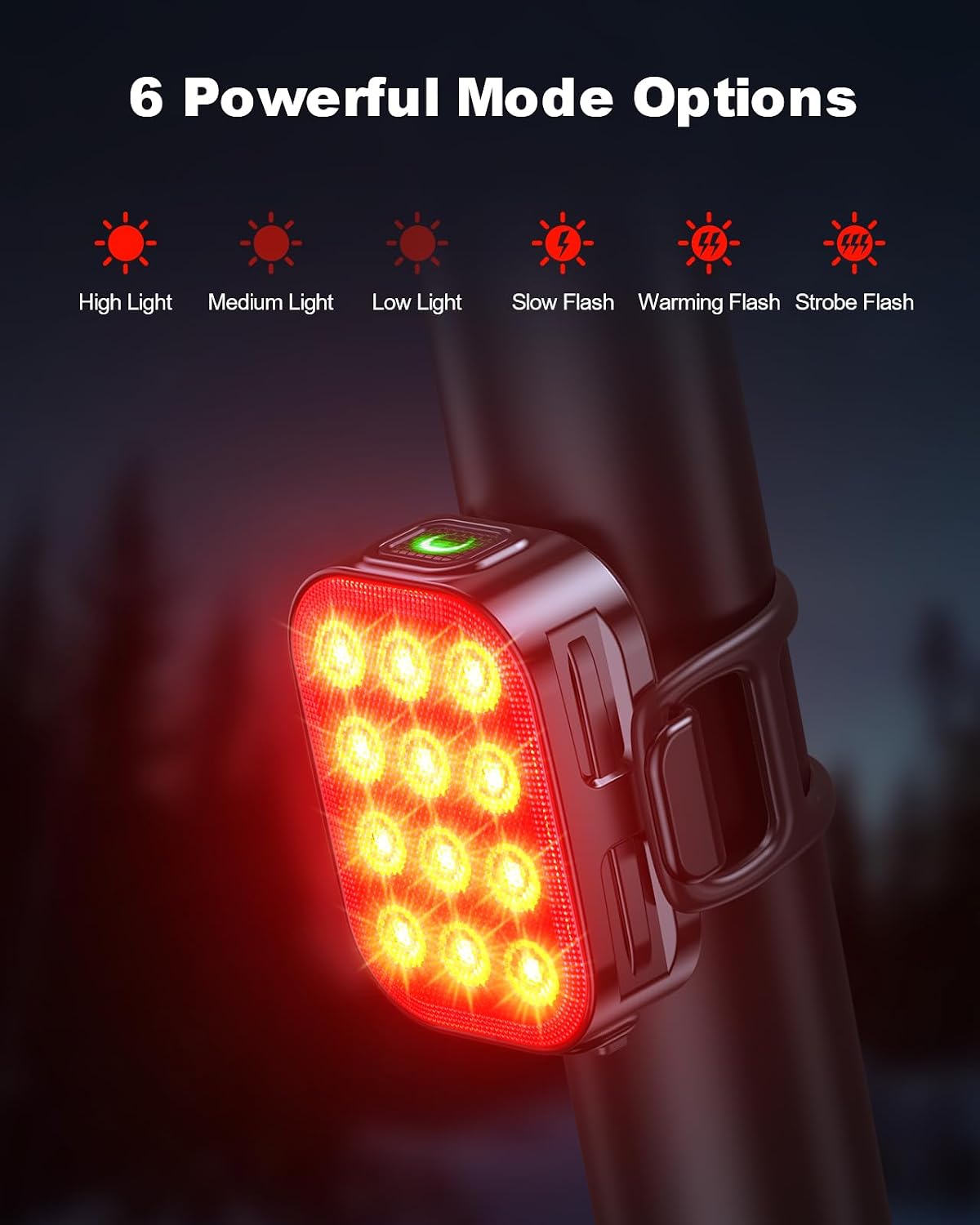 Detalle 2 de ISEYOU LED bike tail light 6 modes