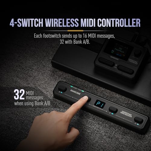 Detalle de SONICAKE Controller MIDI Wireless: 4 pulsanti programmabili, controllo effetti con app e USB-C