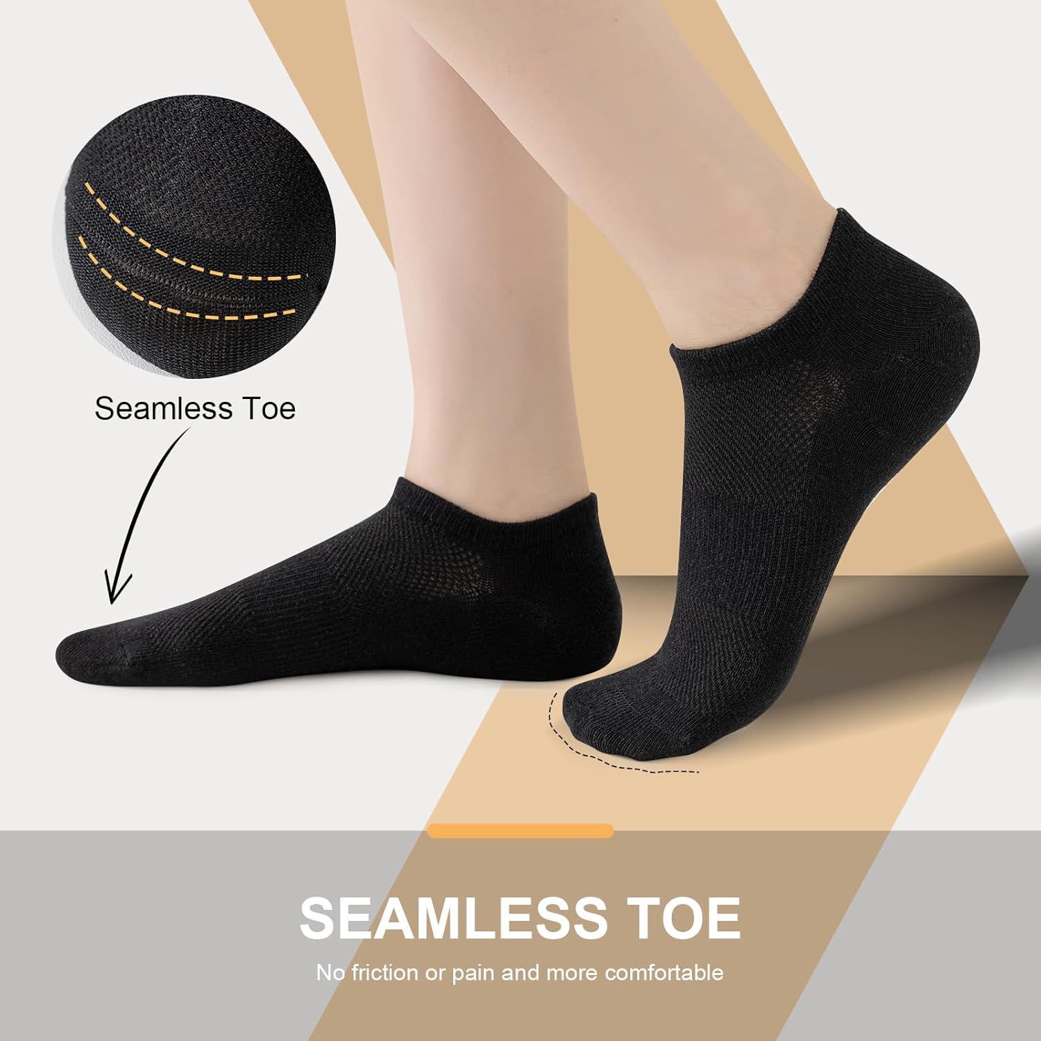 Thumbnail 4 de Niofind Chaussette Femme : lot de 6 chaussettes basses courtes en coton respirant, sans couture
