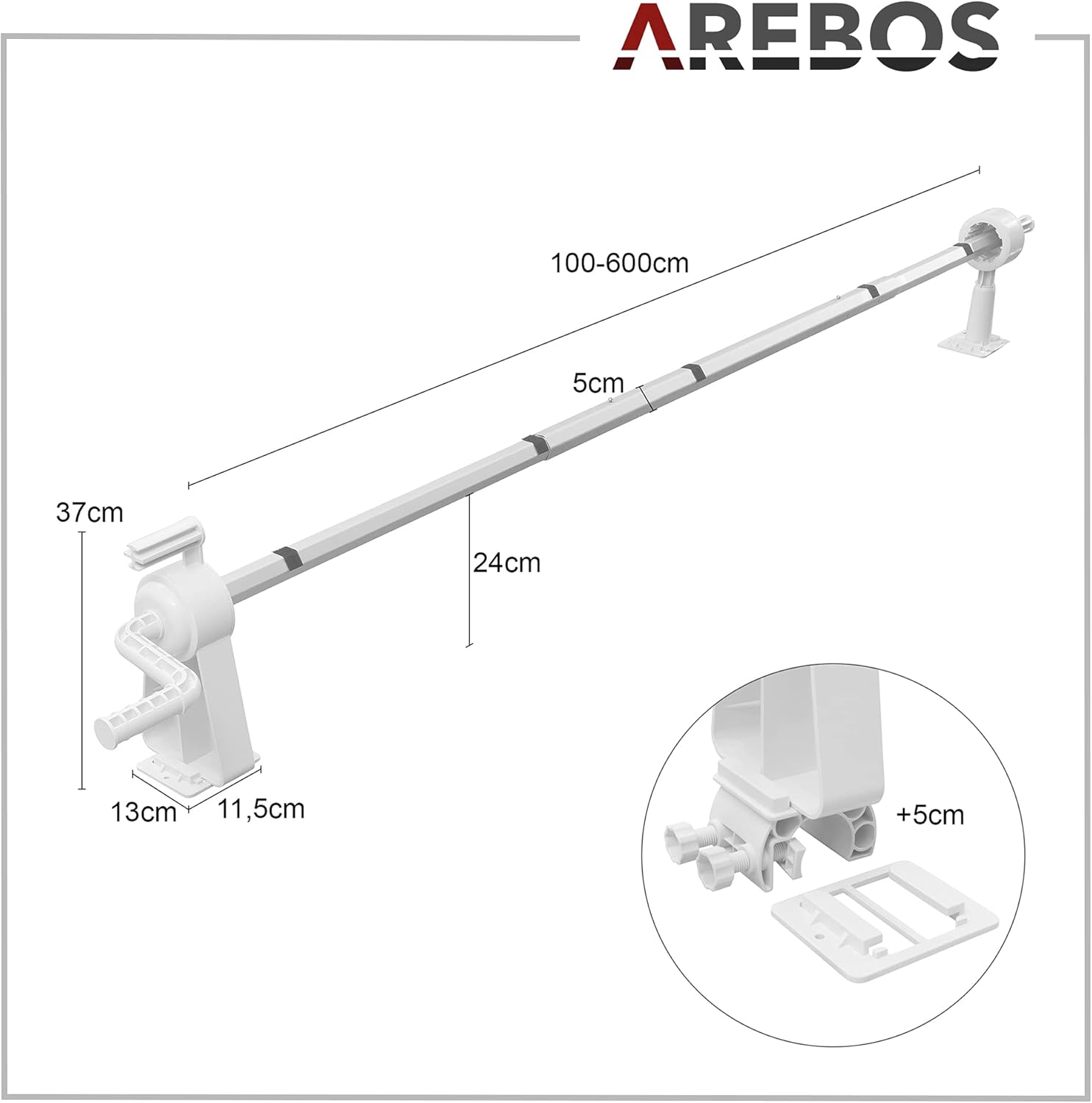 Thumbnail 6 de Arebos Aufrollsystem für Solar- und Poolplanen – verstellbar (1,05–6,15 m) und witterungsbeständig