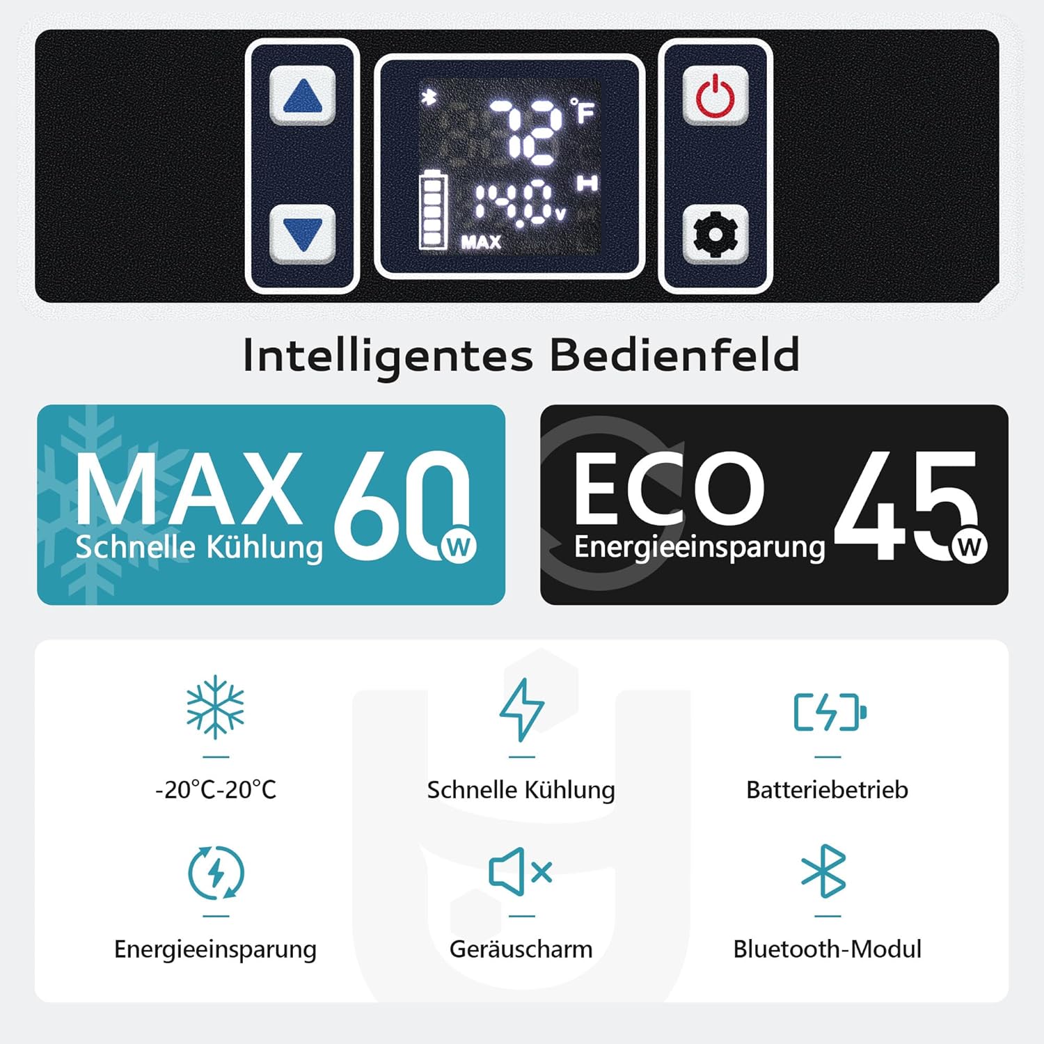 Thumbnail 4 de Euhomy Glaciere Électrique 40L: Frigo 12V/220V avec App et Double Zone — Ultra portable pour camping et voyage