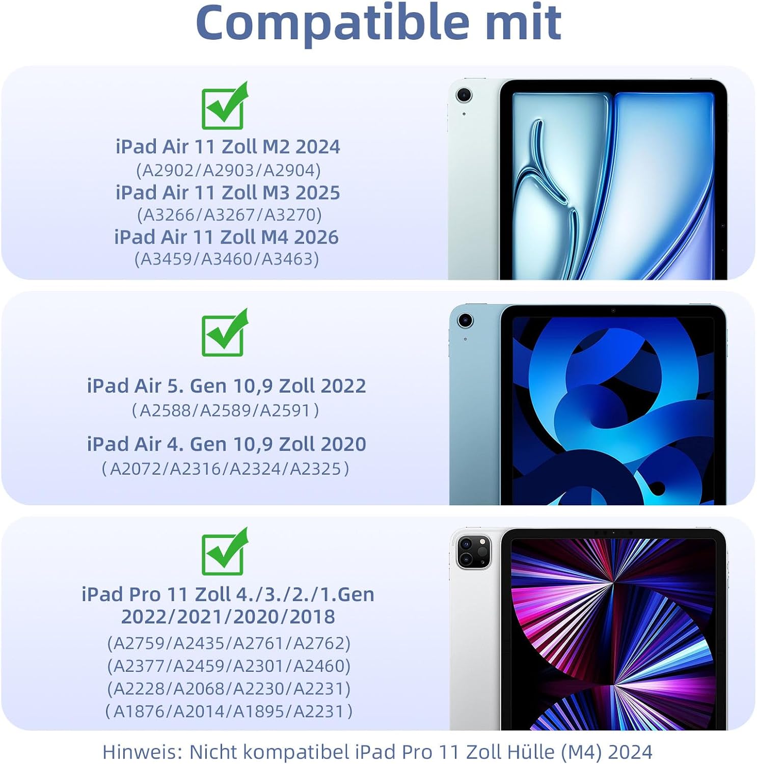 Detalle de drivego 360° drehbare Hülle für iPad Air 11 Zoll (M4/M3/M2) & iPad Pro 11 Zoll mit abnehmbarer Magnet-Rückseite, Blau