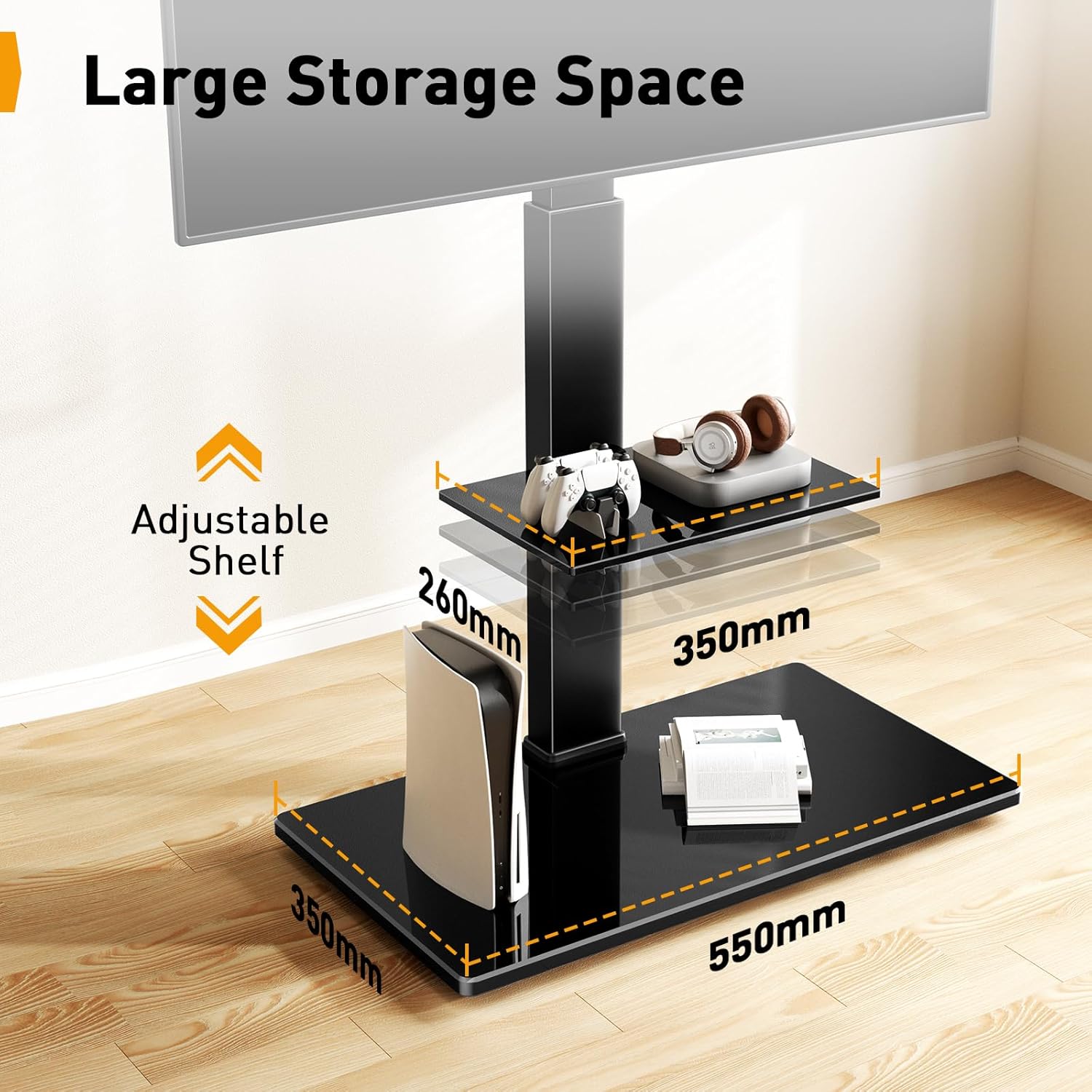 Thumbnail 5 de PERLEGEAR TV Floor Stand for 30-70 inch TVs up to 50 kg with Tilt, Swivel and Adjustable Shelf