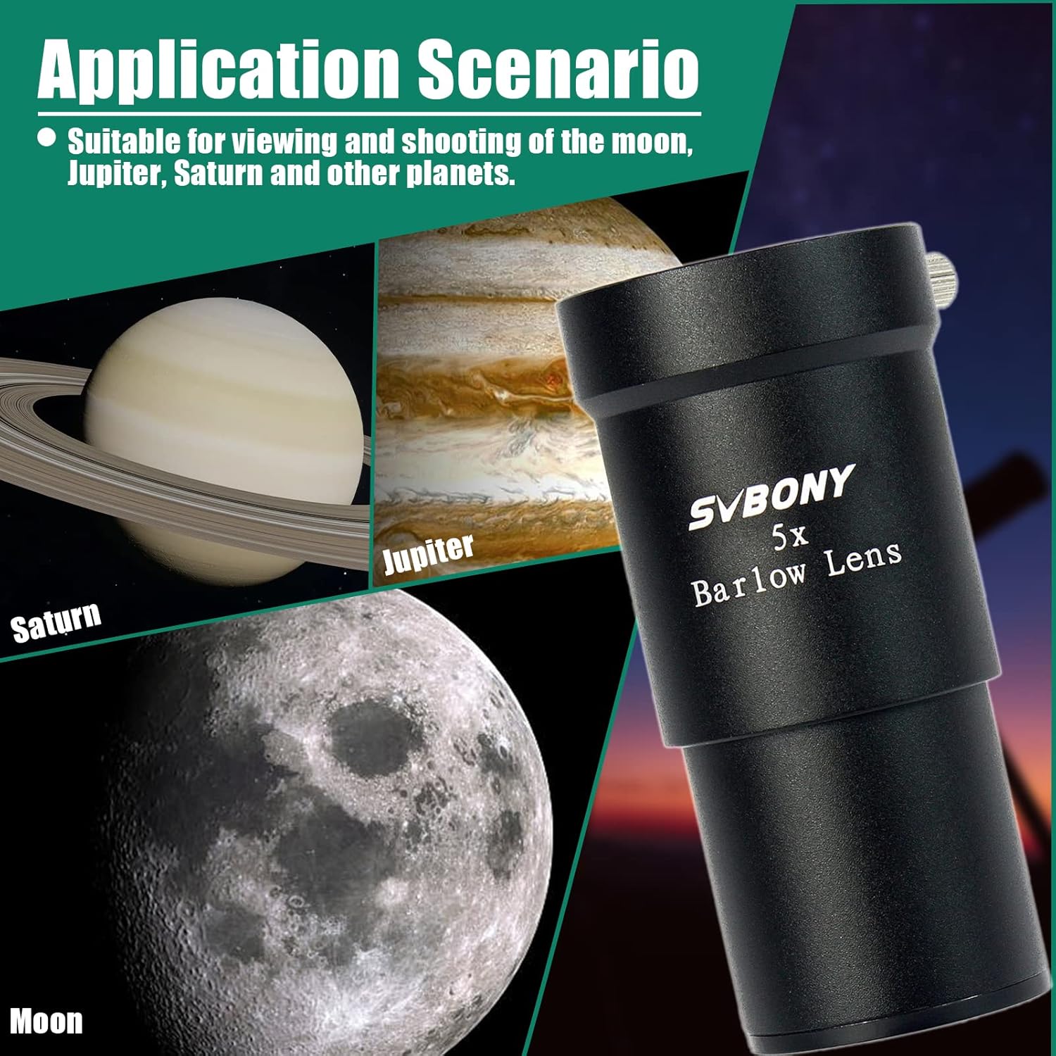 Thumbnail 5 de Svbony Barlow Lens 5x, 1.25 inches – Aluminium Alloy, Multi-Coated