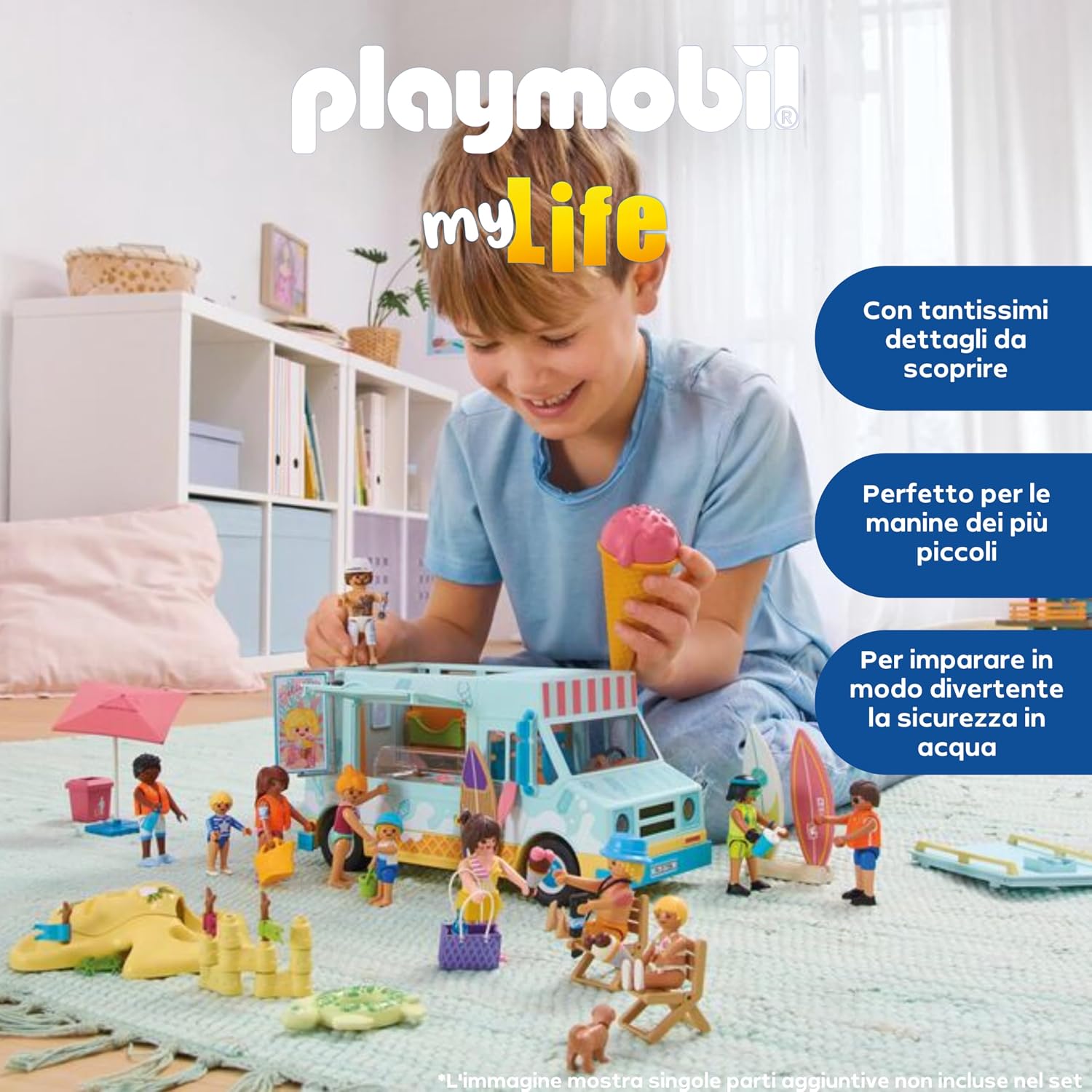 Detalle de PLAYMOBIL Vacanza sulla Spiaggia 71906 – Divertimento in Famiglia al Mare